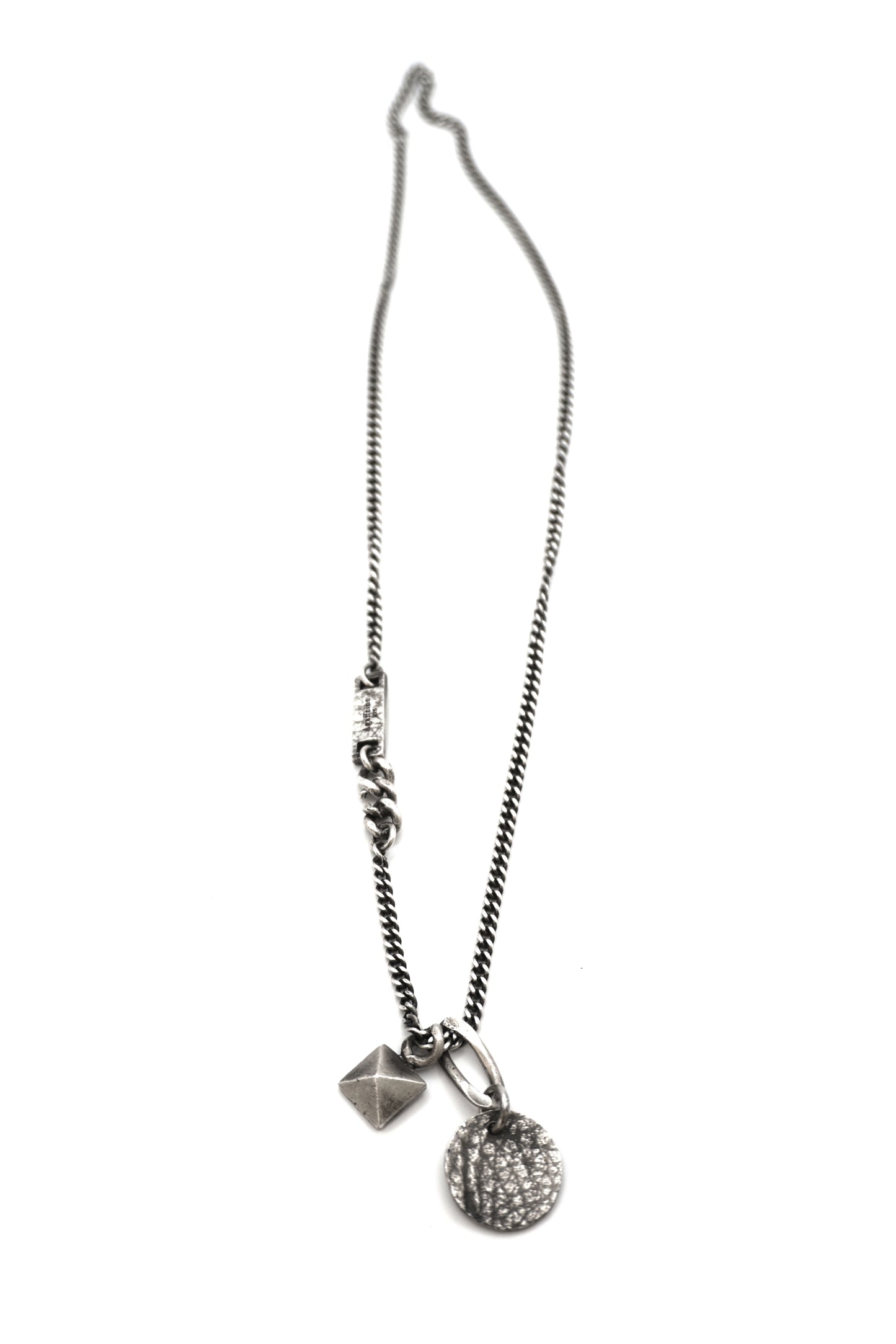 LEATHER TAG & STUD NECKLACE