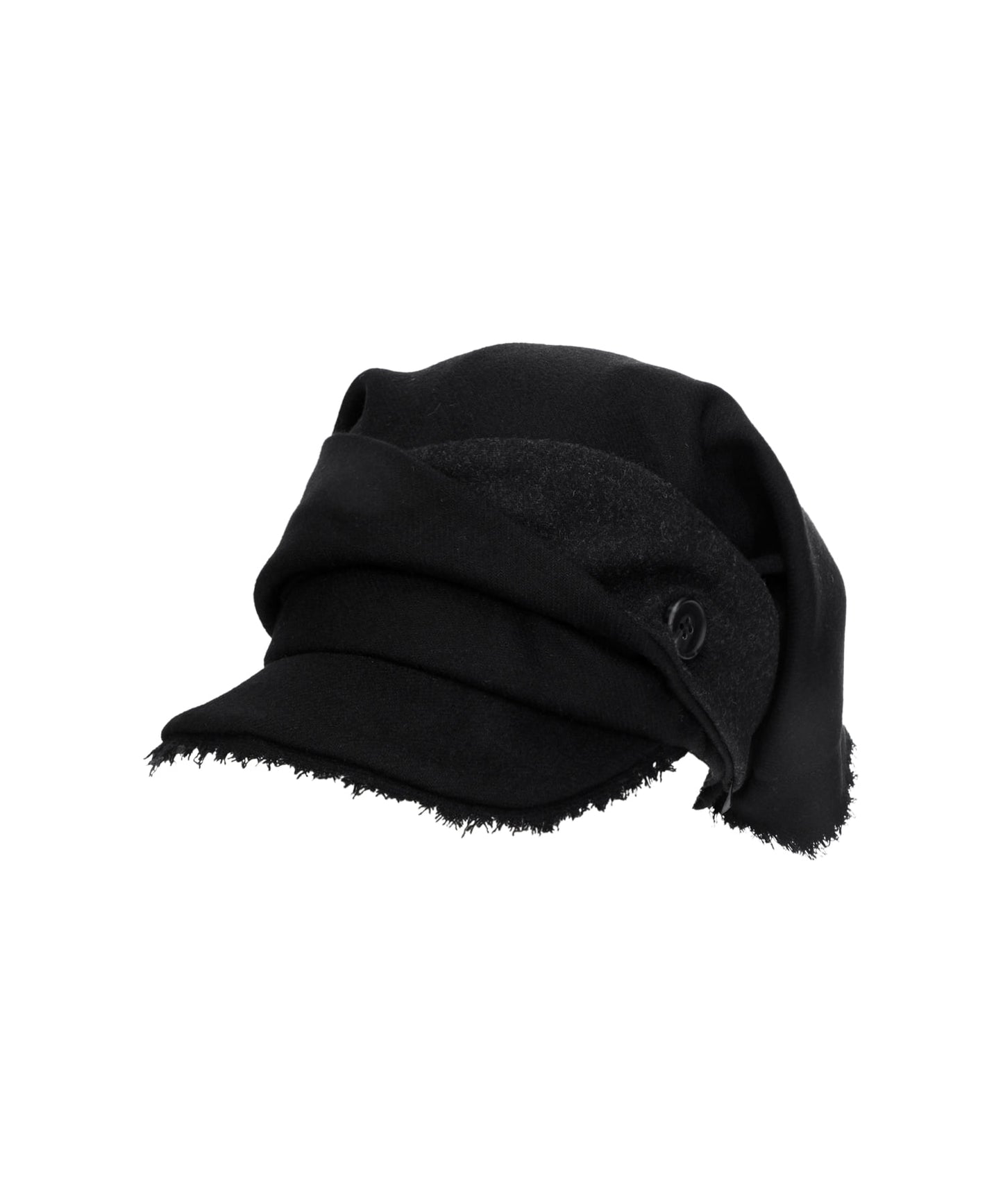 SCARF VEIL WOOL CAP - BLACK