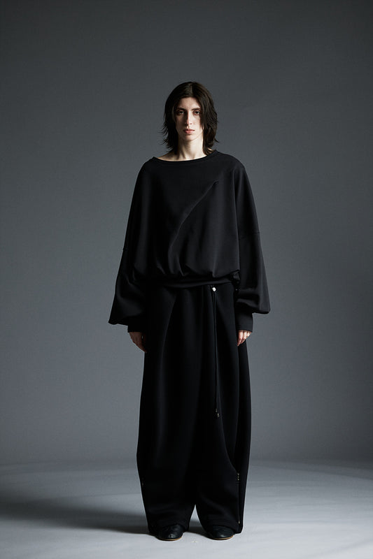 NEOPRENE WIDE SWEAT PANTS BLACK