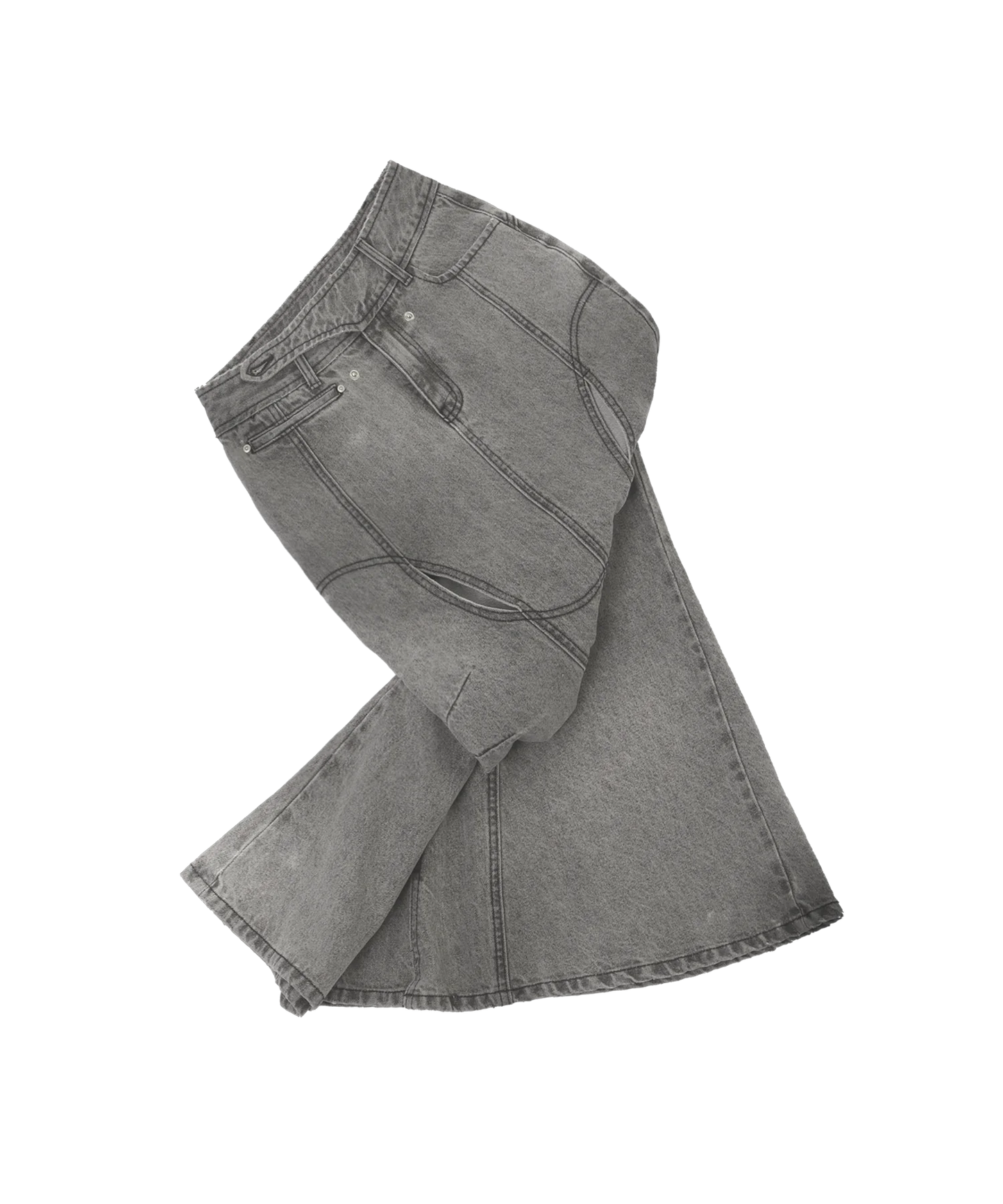 MERMAID SLIT DENIM SKIRT GREY