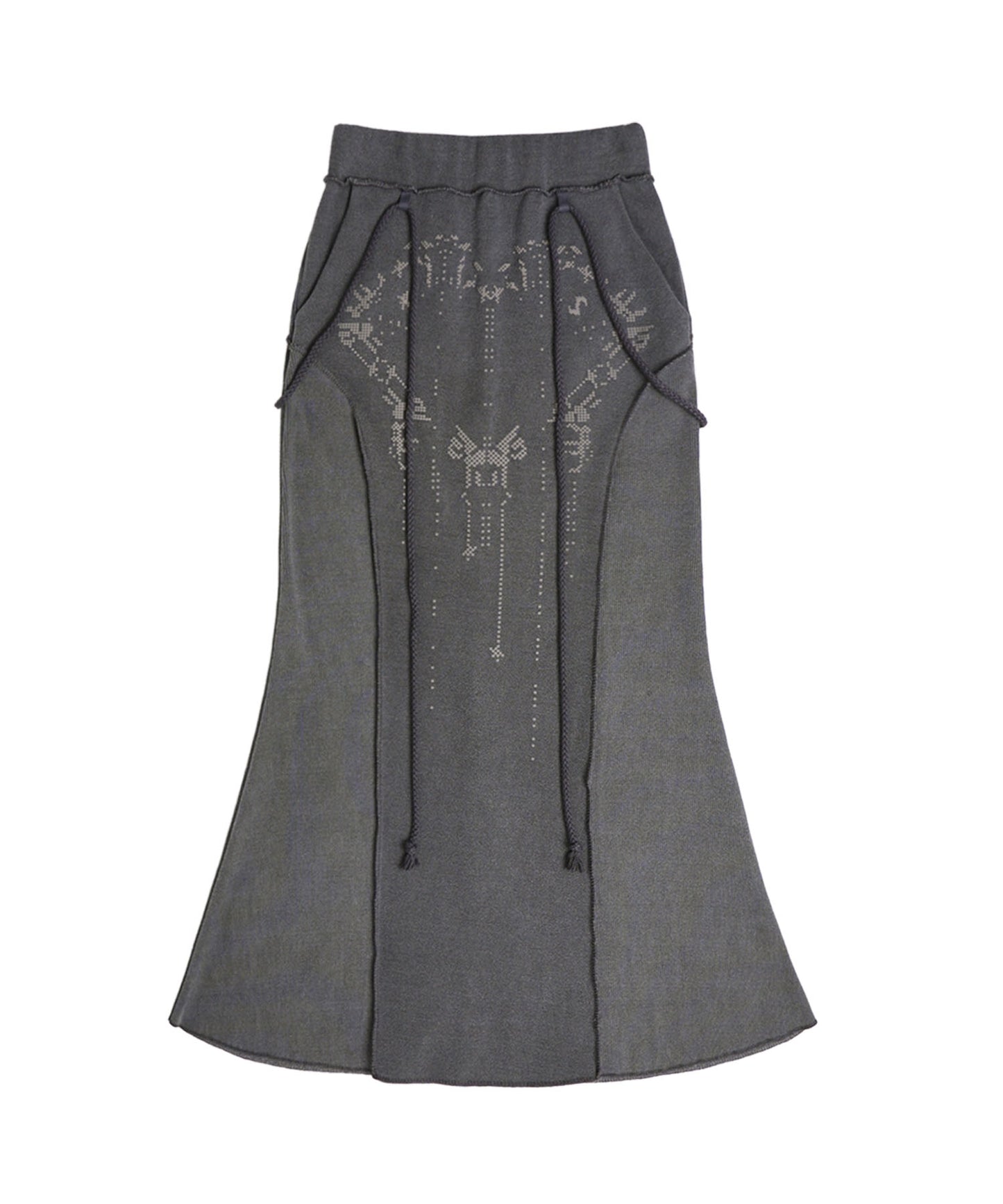 GRAPHIC MERMAID MAXI SKIRT CHARCOAL