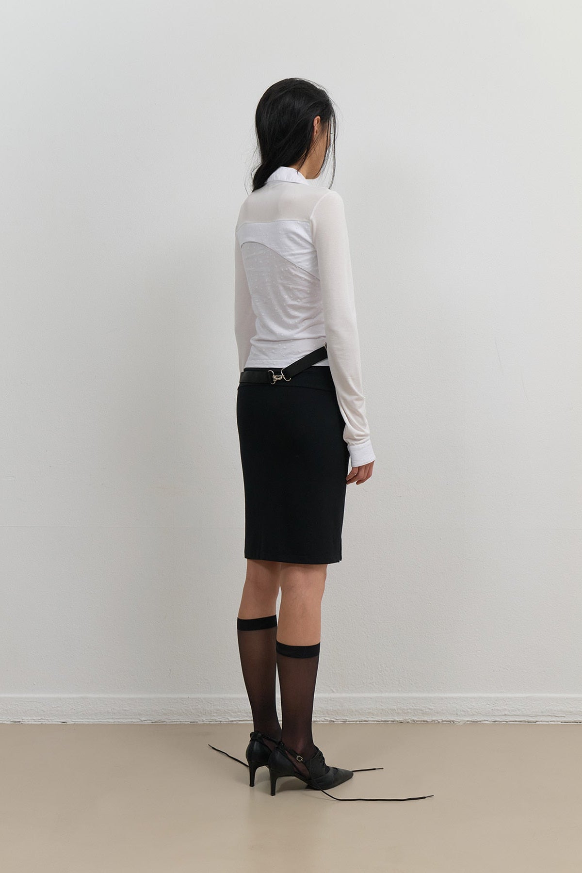 STARCUT JERSEY COLLAR TEE - OFF WHITE