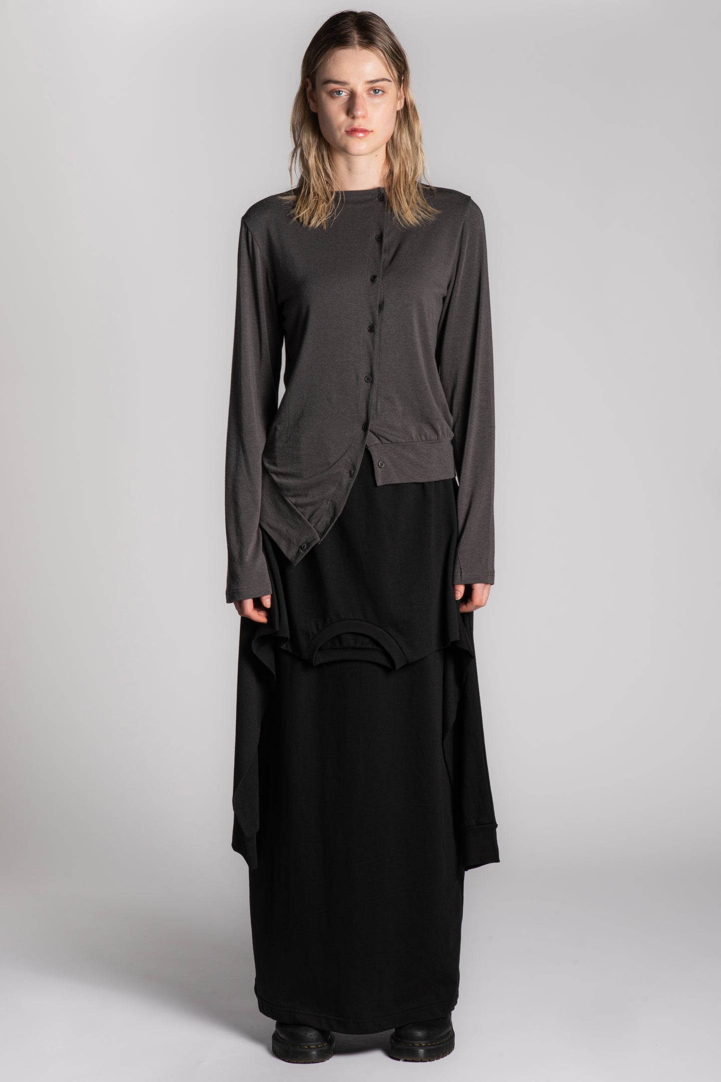 GREY ASYMMETRICAL CARDIGAN