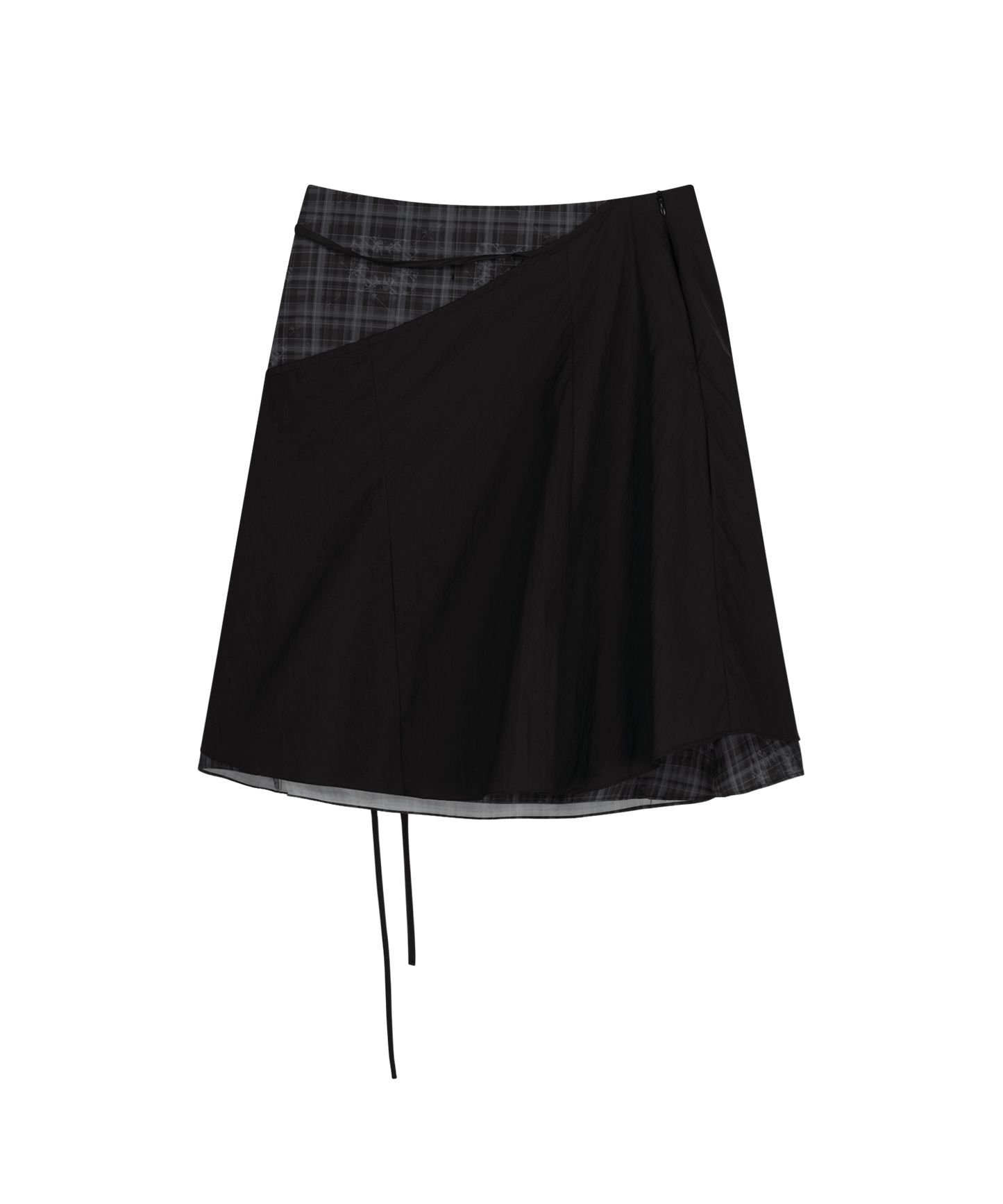 LAYERED STRAP FLARE SKIRT BLACK