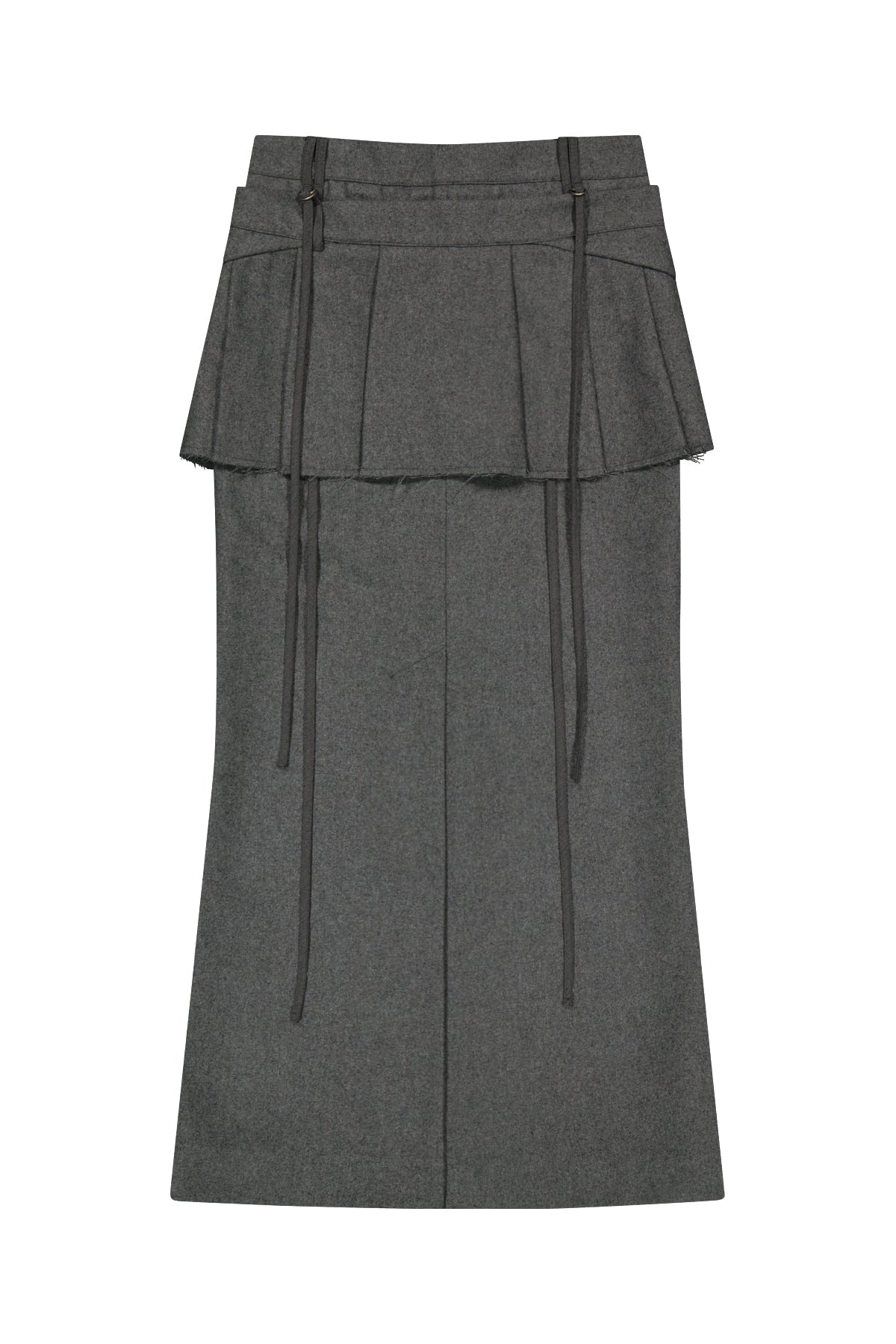 LAYERED WOOL SKIRT - GREY