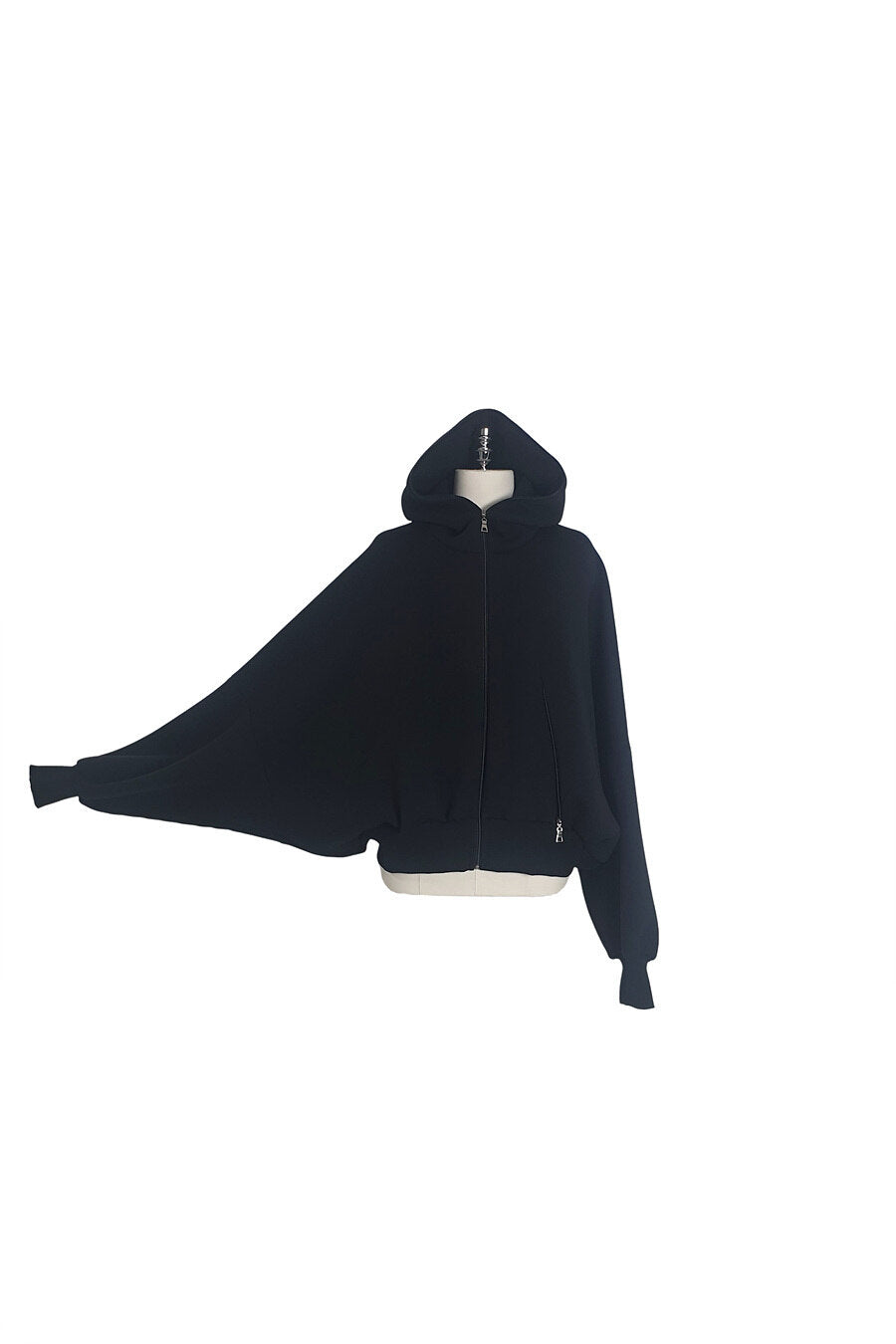 NEOPRENE ZIP-UP HOODIE CARDIGAN BLACK