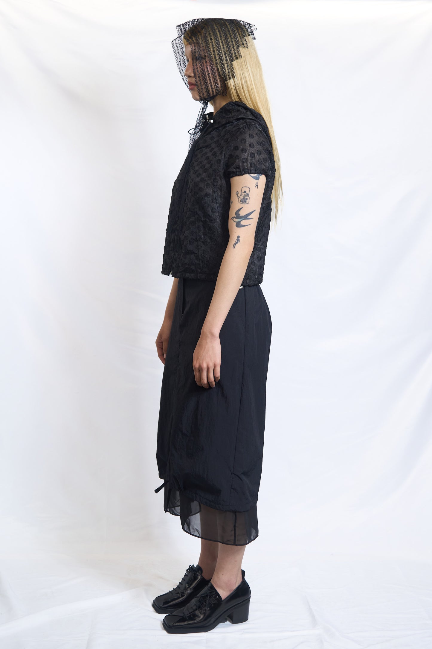 RAISED DOT HOODED ZIP-UP