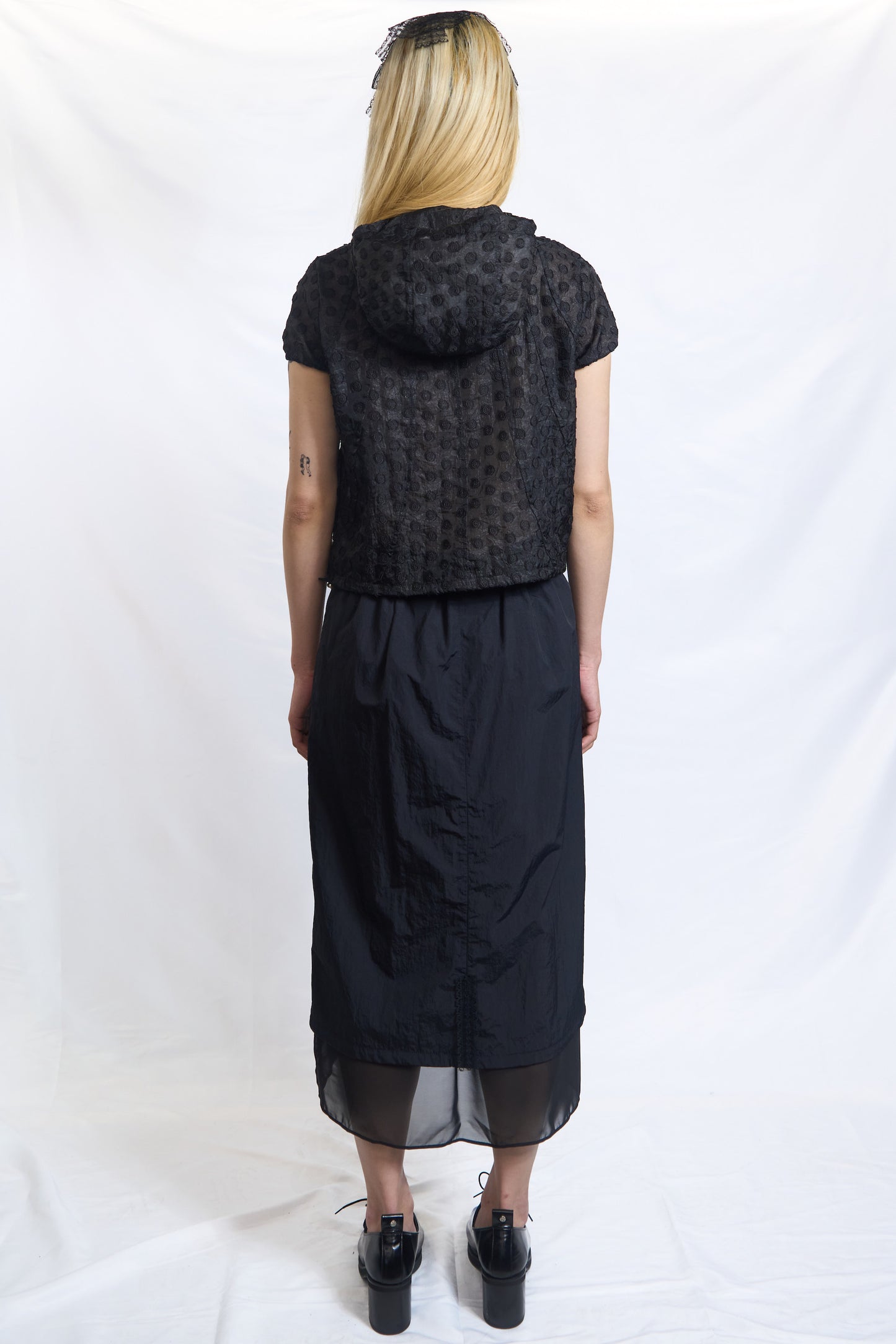 RAISED DOT HOODED ZIP-UP