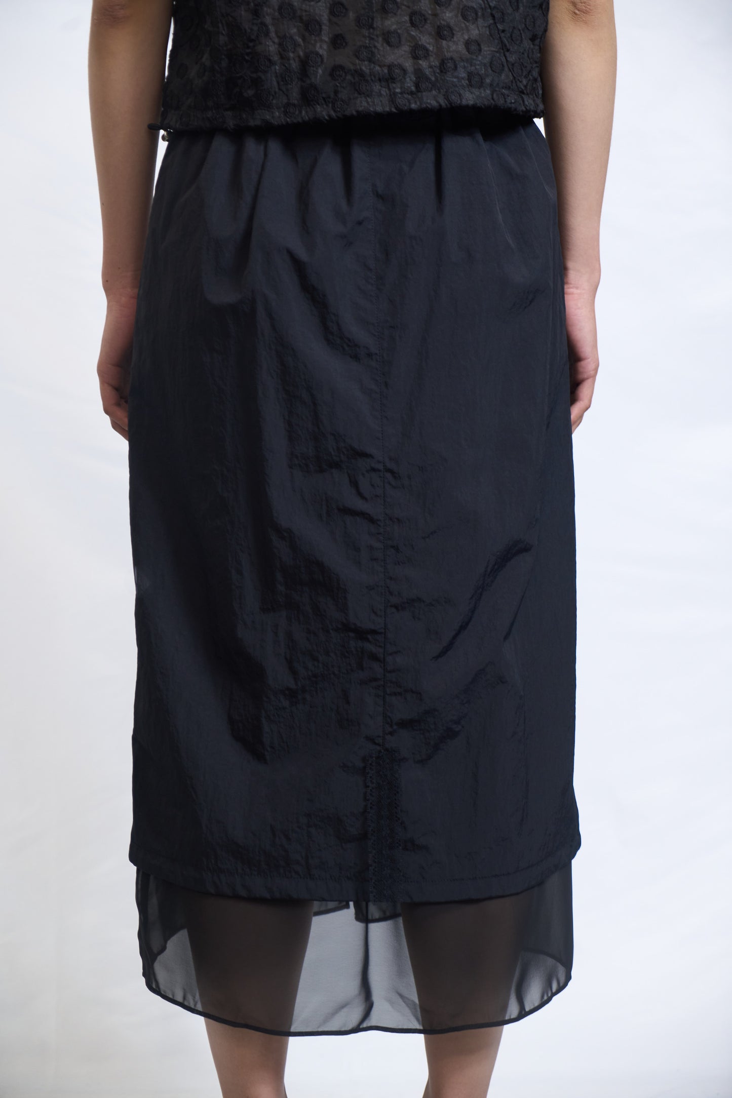 PLASTER DRAWSTRING LAYERED SHEER SKIRT