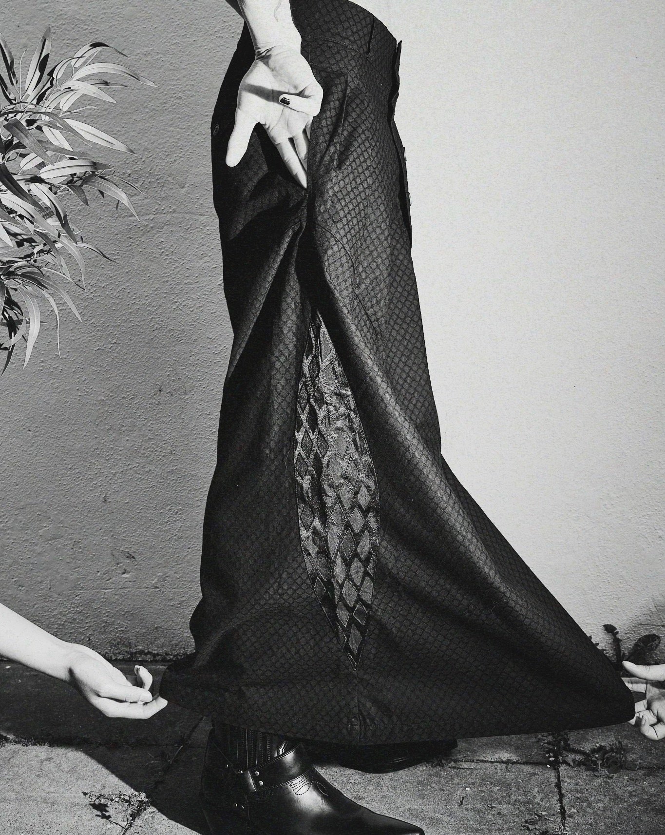 SCIMITAR-PLEATED WIDE COTTON TROUSERS