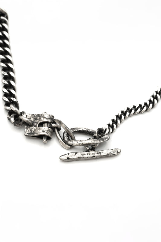 SILVER LEATHER BUCKLE CHAIN NECKLACE