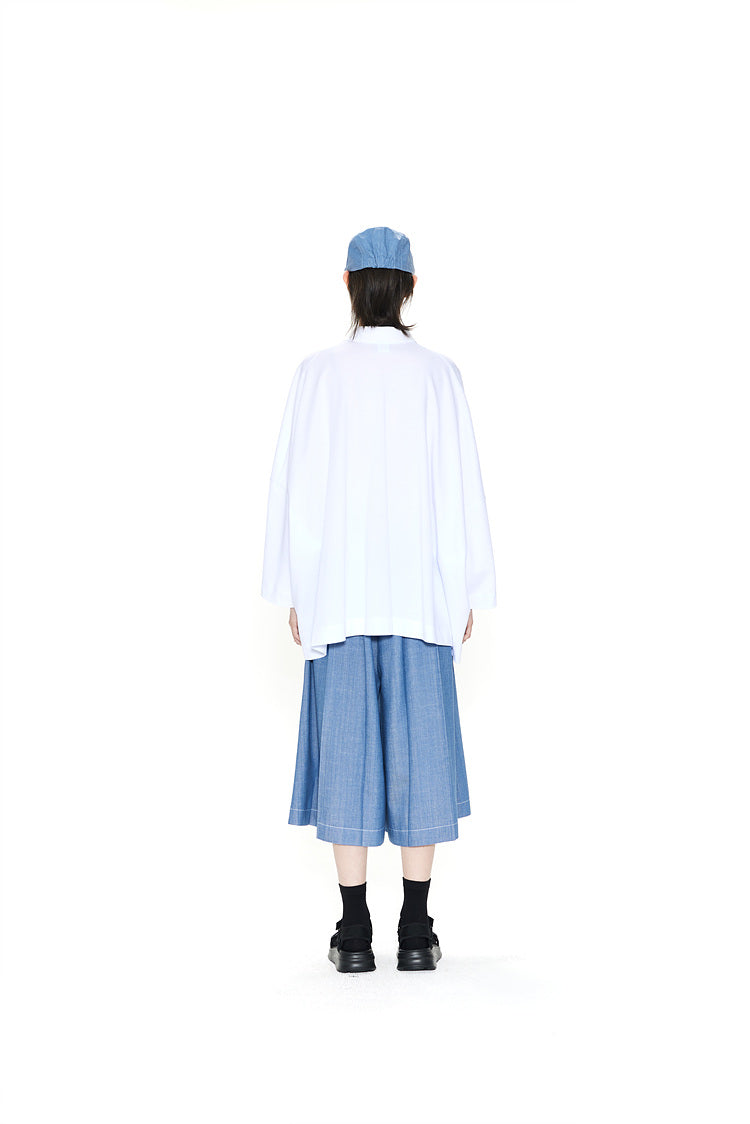 OVERSIZED ASYMMETRICAL WIDE POLO TOP WHITE