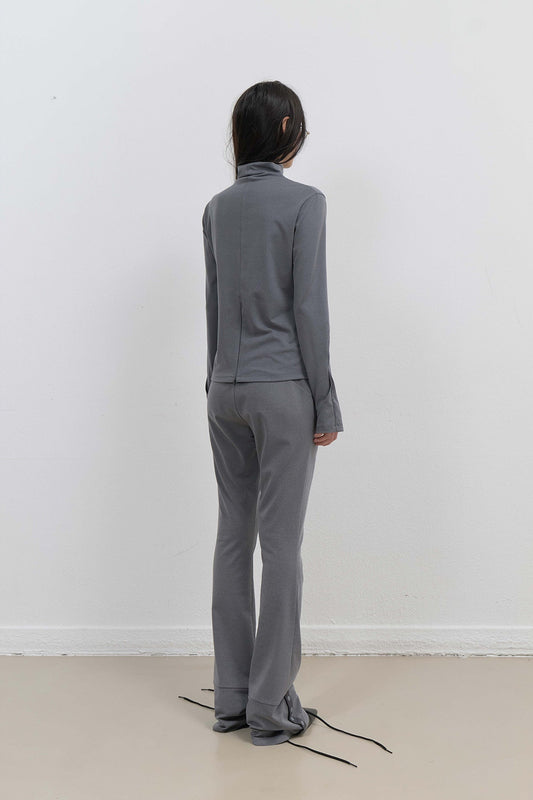 MOCK NECK TEE - CHARCOAL