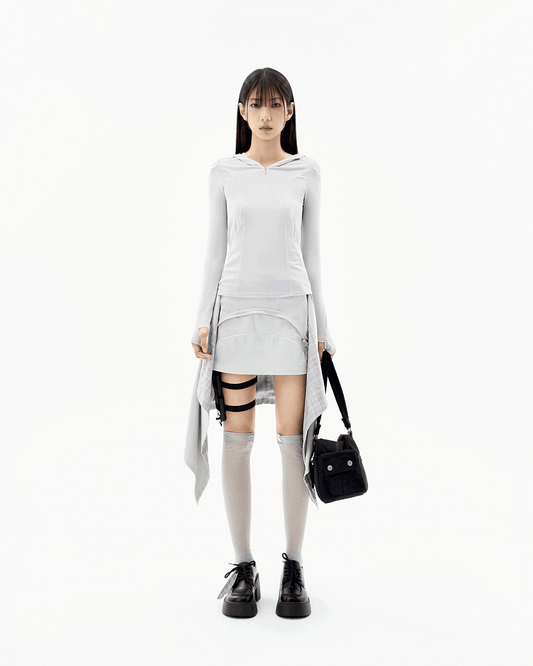 MULTI-PANEL PLEATS SKIRT WARM GREY