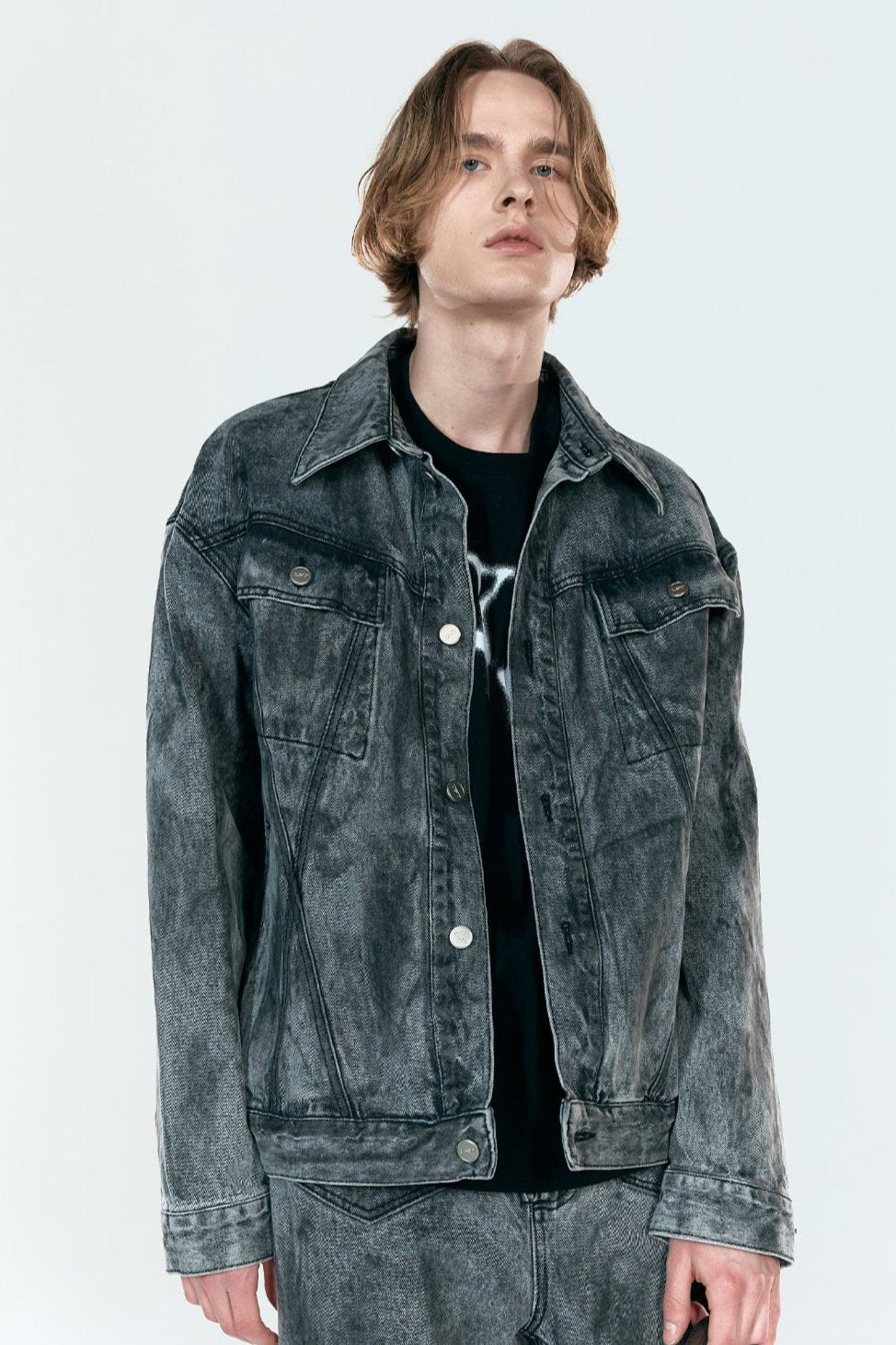 DIRTY WASHED COTTON JACKET DUSTY BLACK