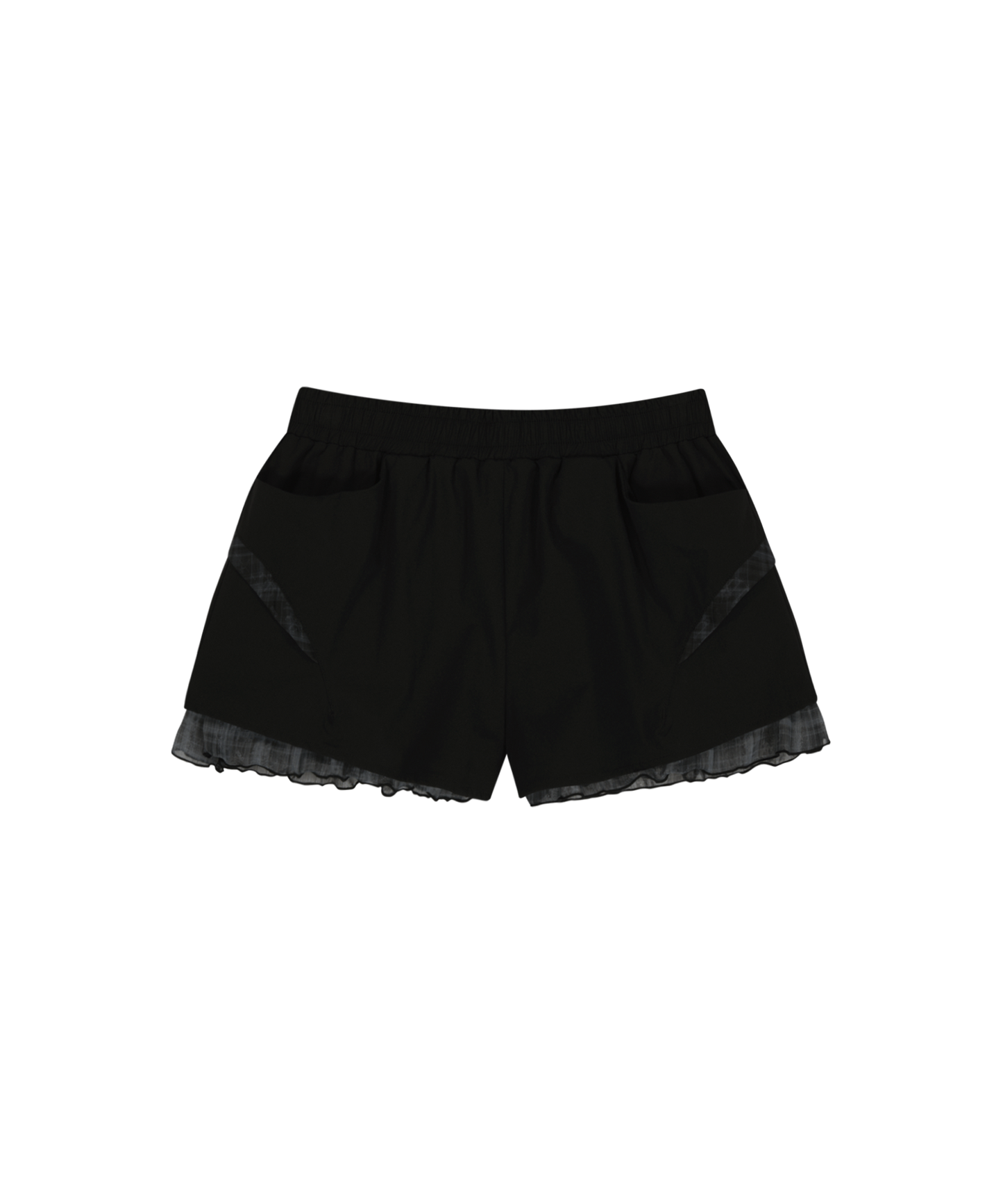 REVERSIBLE PLAID TRACK SHORTS BLACK