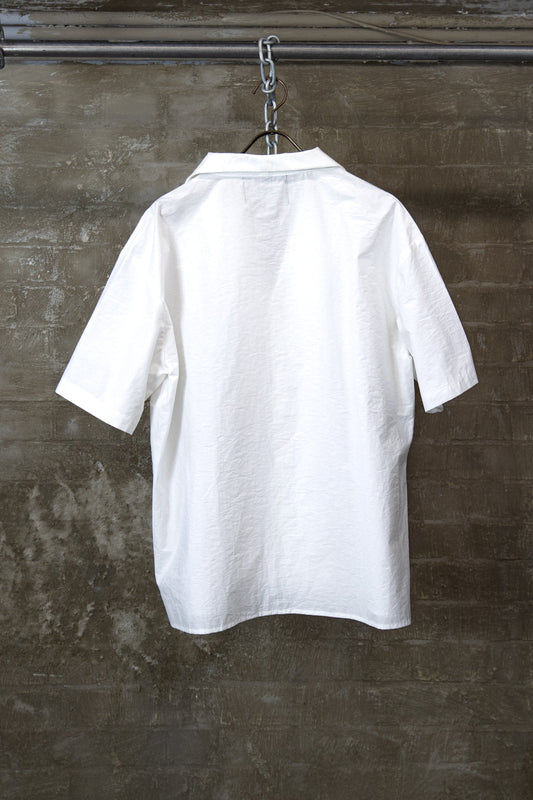 RELAXED OPEN-COLLAR SHIRT — WHITE