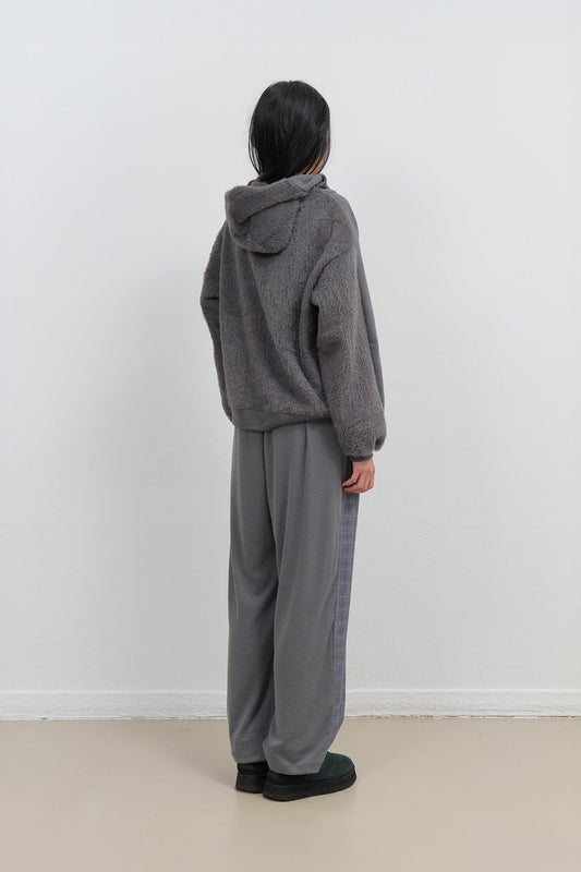 CHECK SLEEP JERSEY PANTS - CHARCOAL
