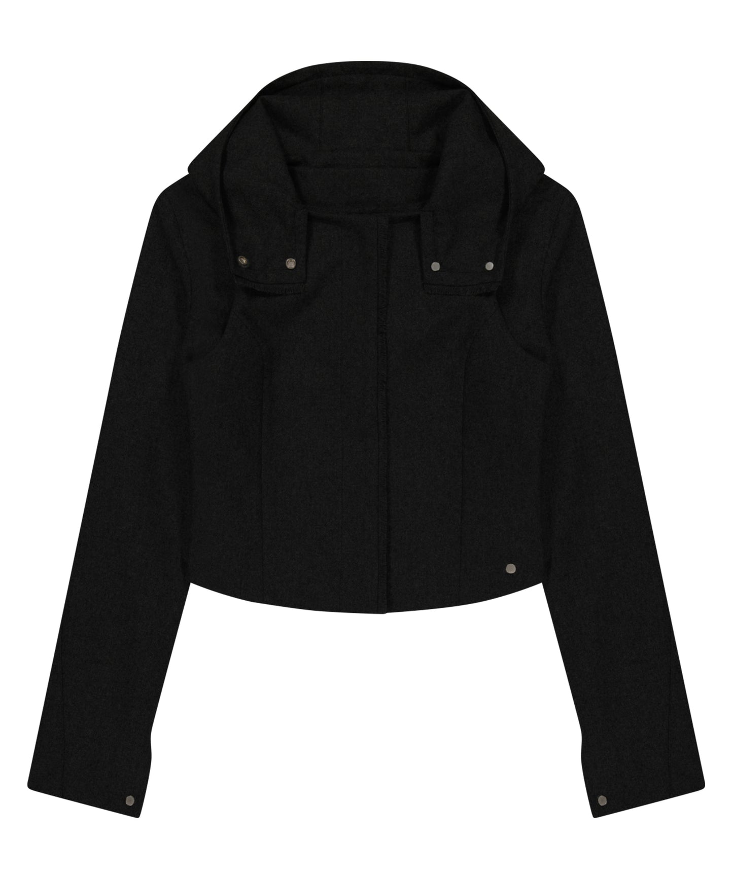 LAYERED BOLERO WOOL JACKET - BLACK