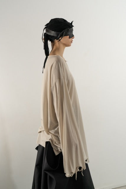 DESTROYED LONG SLEEVE TOP WHITE