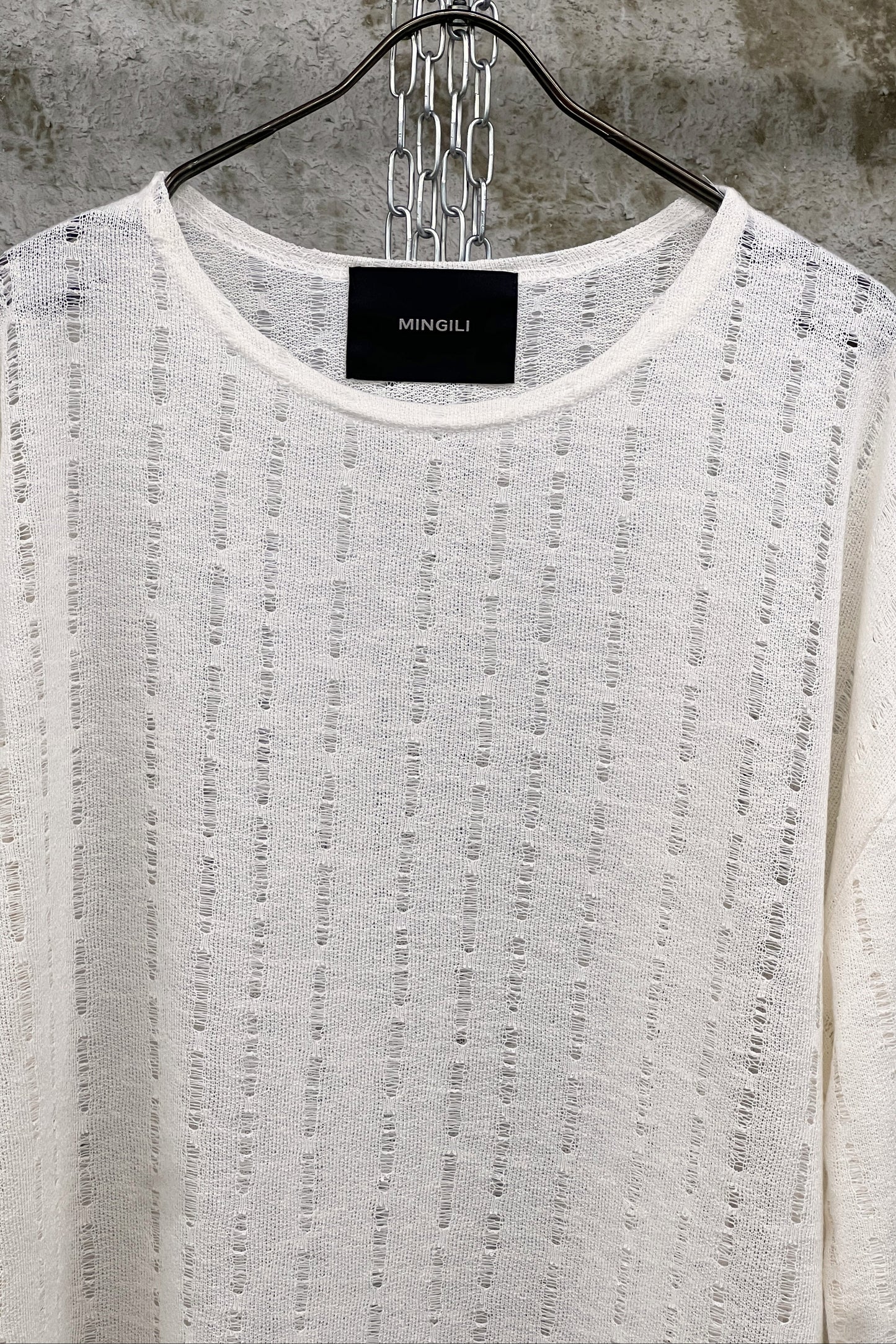 TEXTURED KNIT CREW — OFF-WHITE