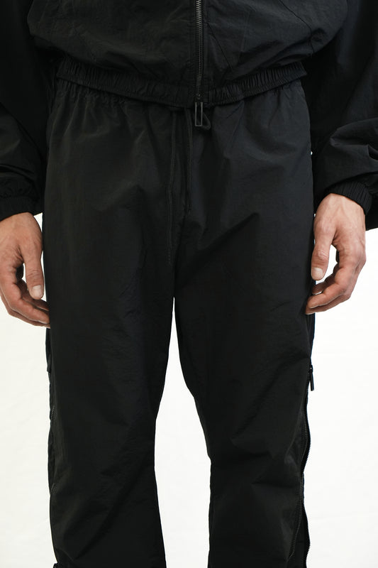 STRAIGHT-LEG TRACK PANTS WITH SIDE ZIPPERS BLACK