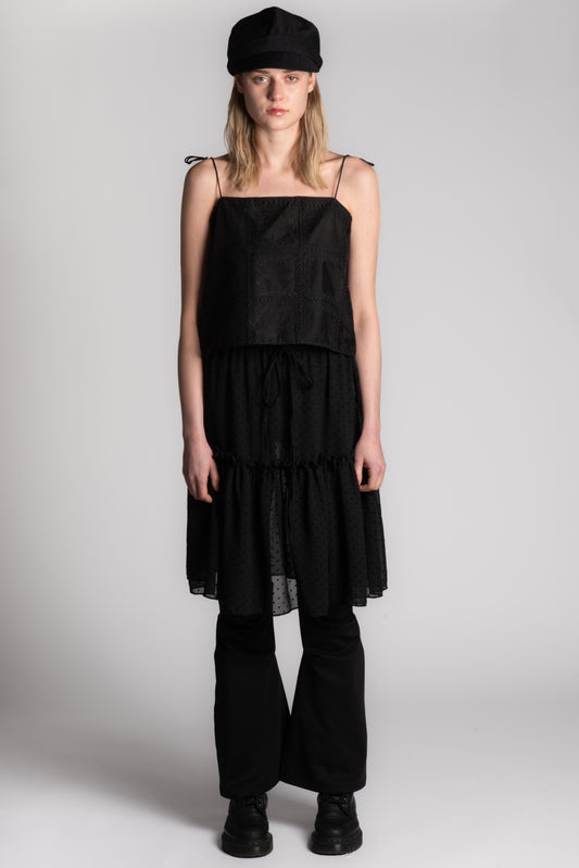 BLACK EMBROIDERY CAMI TOP