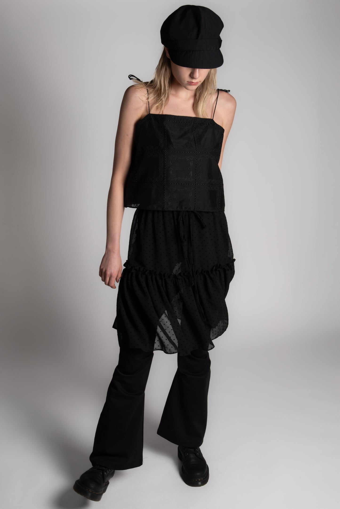 BLACK EMBROIDERY CAMI TOP