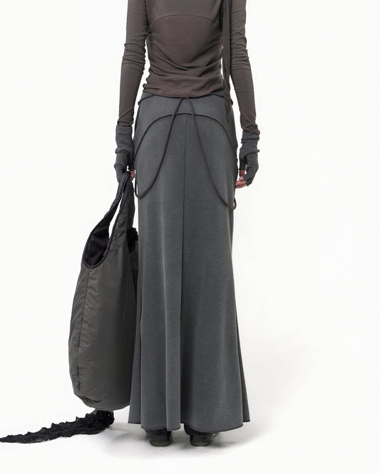 GRAPHIC MERMAID MAXI SKIRT CHARCOAL