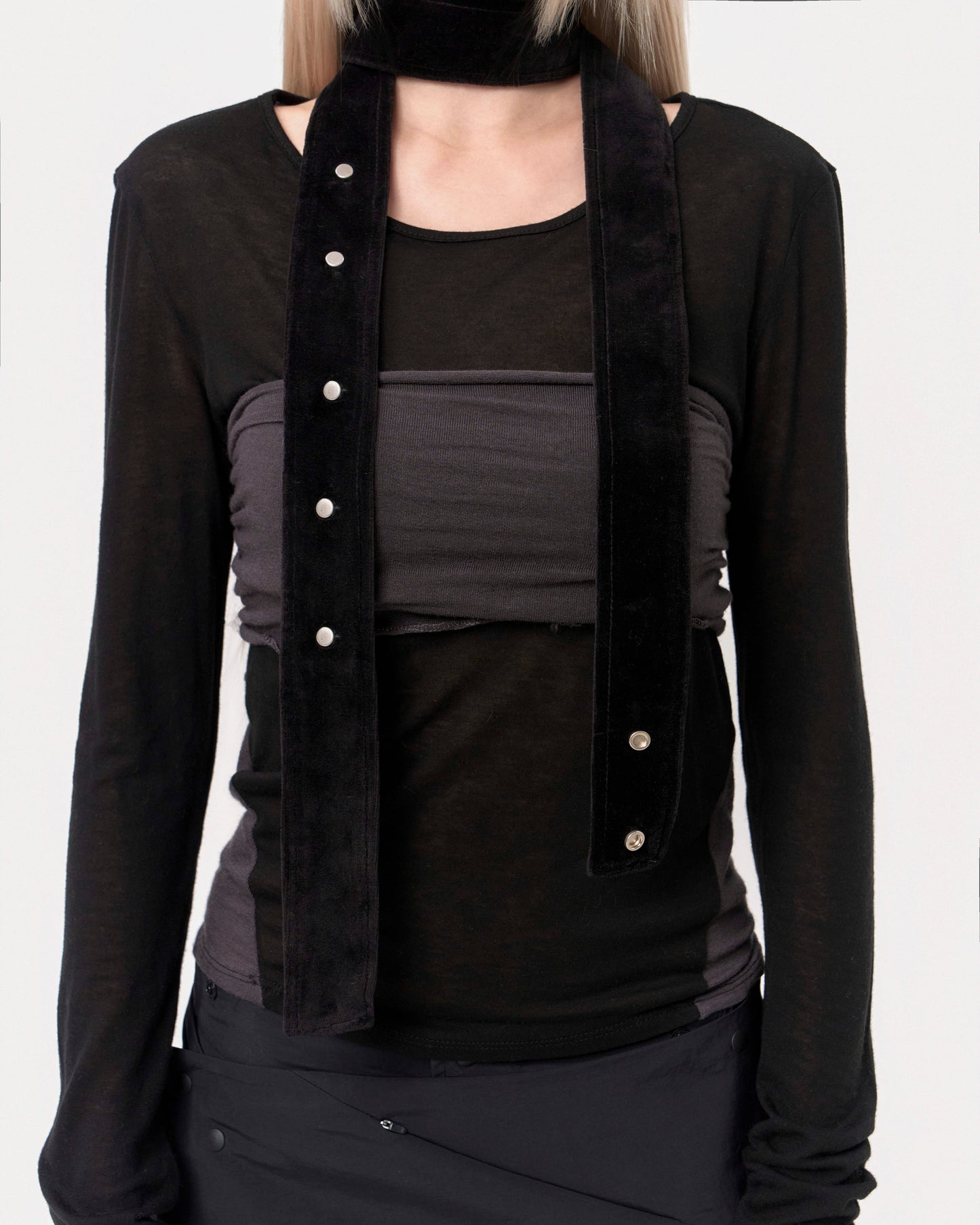 TUBE TOP LAYERED T SHIRT BLACK