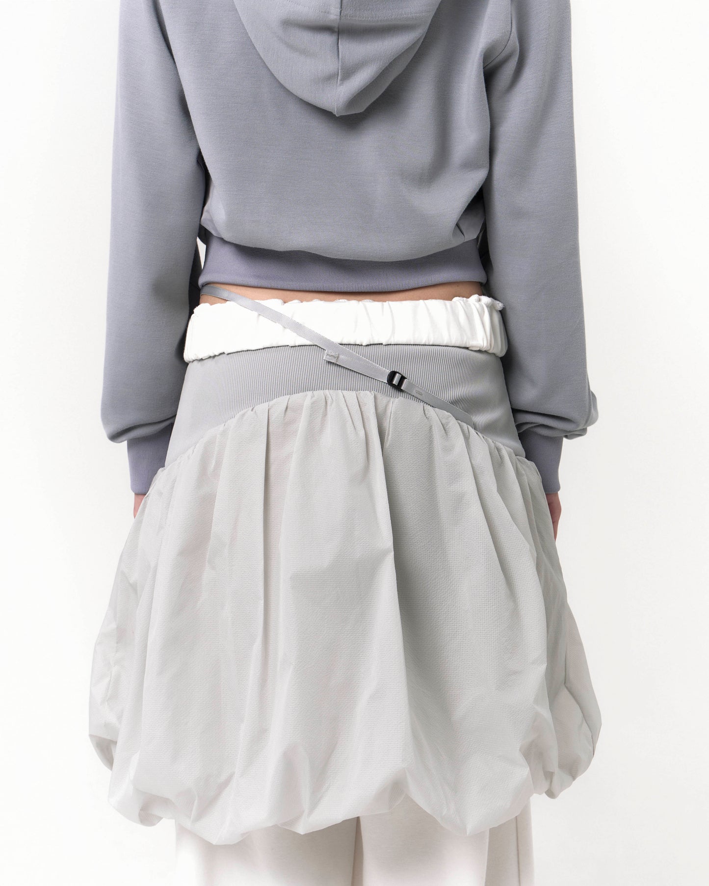 REVERSIBLE MIDI PADDED SKIRT GREY
