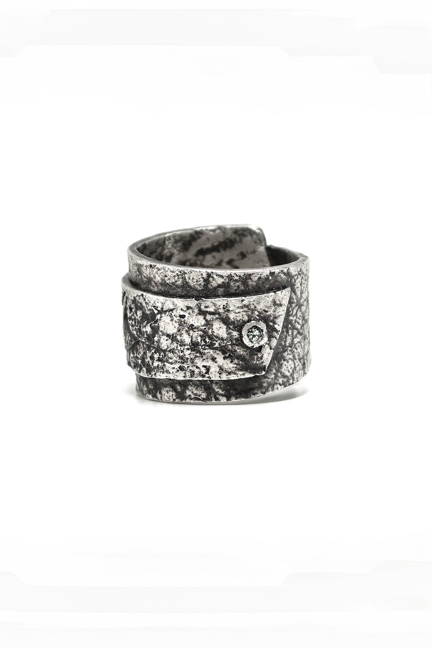 LEATHER WRAP STUD RING + DIAMOND SET