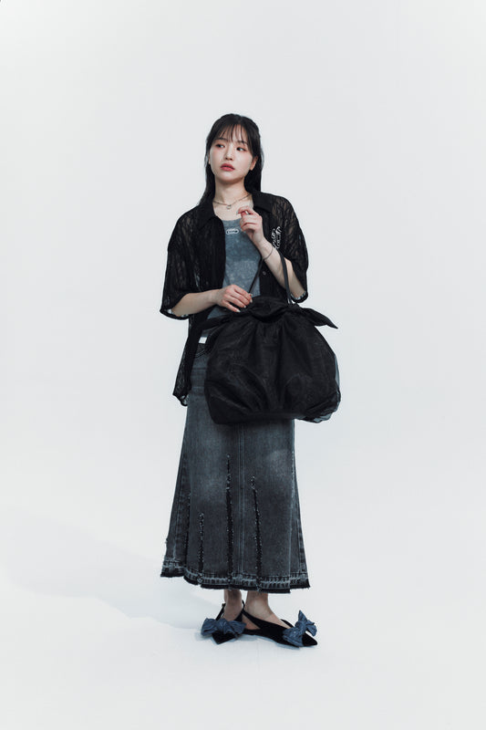 CLOUD RIBBON SHOULDER BAG BLACK