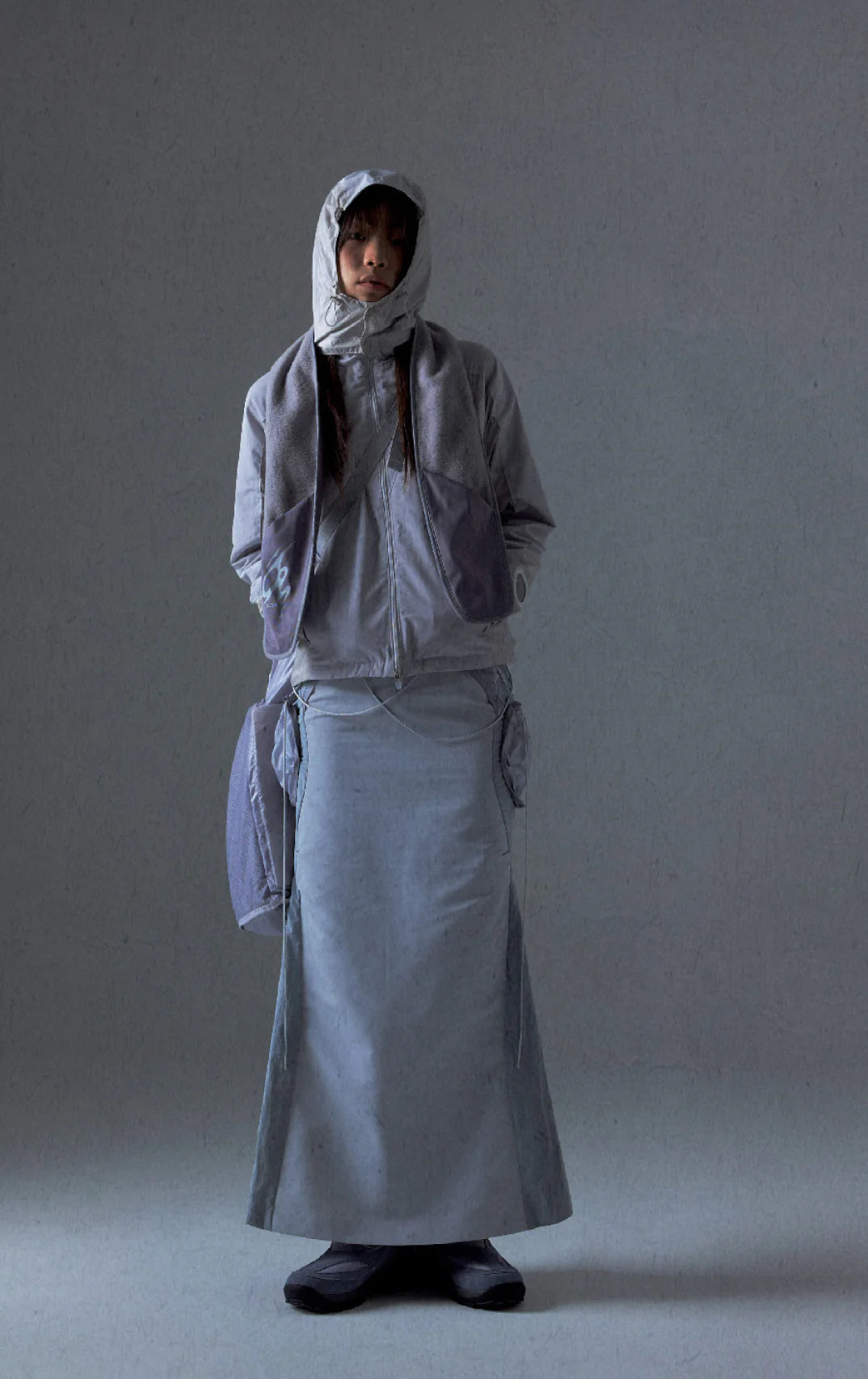 POCKET BAG LONG SKIRT GREY