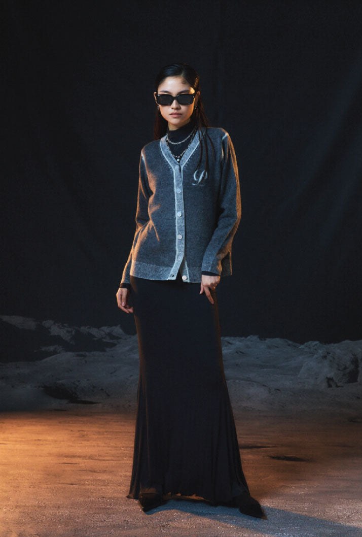 PURE CASHMERE 100 LUNA CARDIGAN CHARCOAL