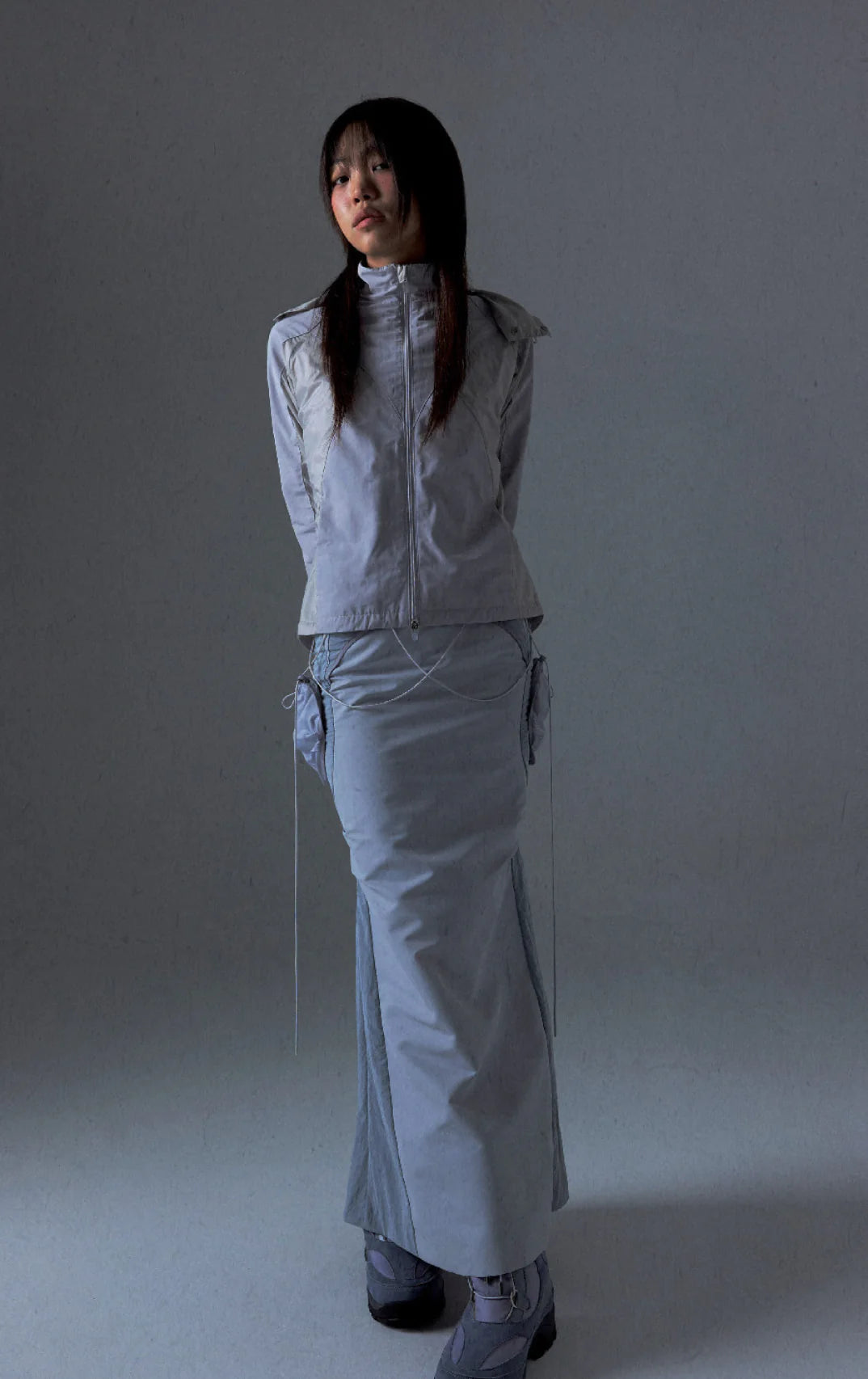 POCKET BAG LONG SKIRT GREY
