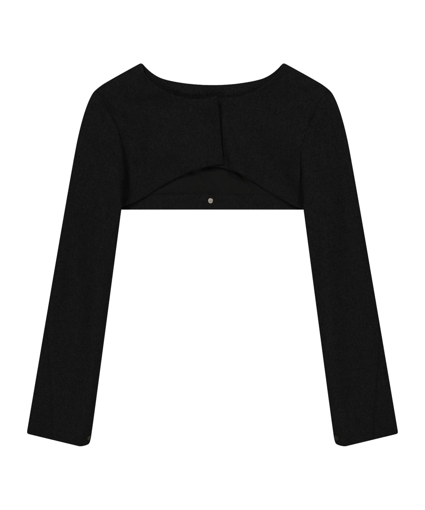LAYERED BOLERO WOOL JACKET - BLACK