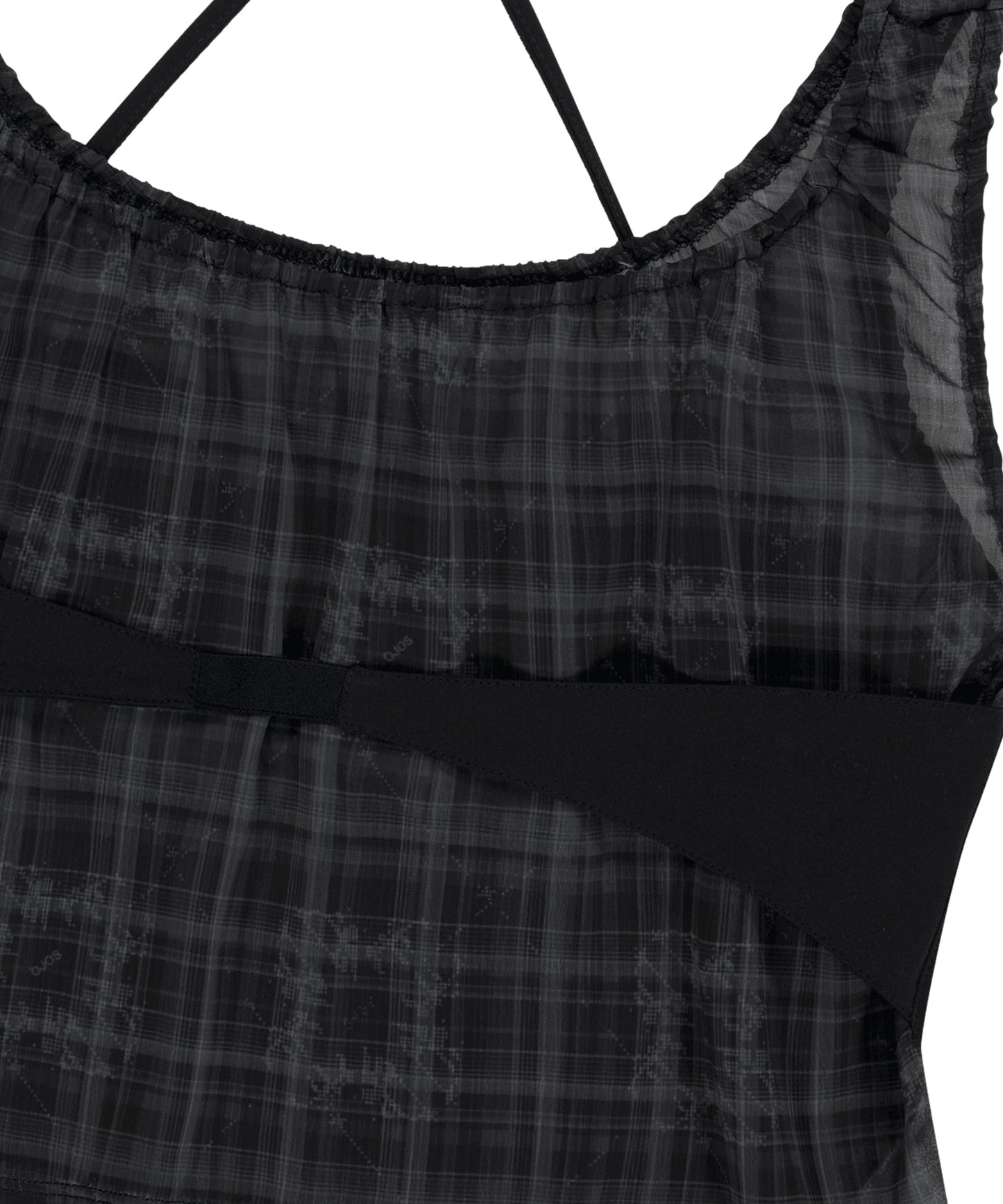 HALTER STRAP PLAID SLEEVELESS BLACK