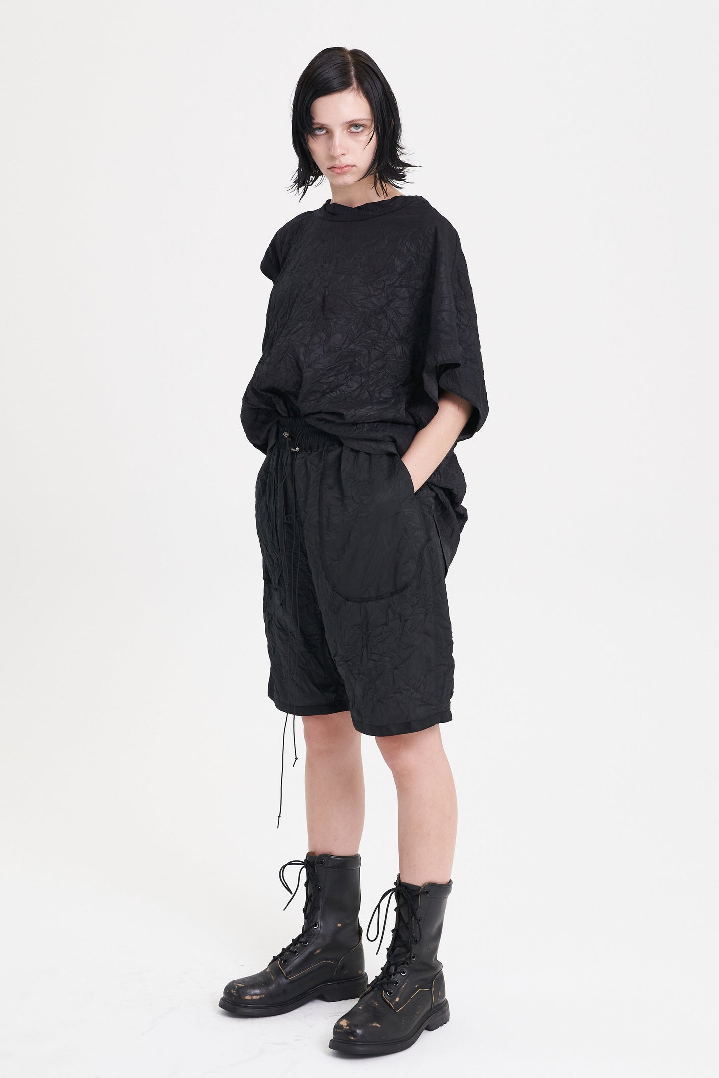 PLEATS INSIDE OUT BAGGY SHORTS