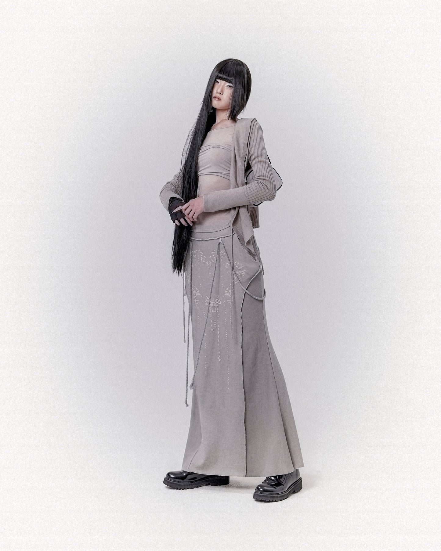TUBE TOP LAYERED T SHIRT GREY