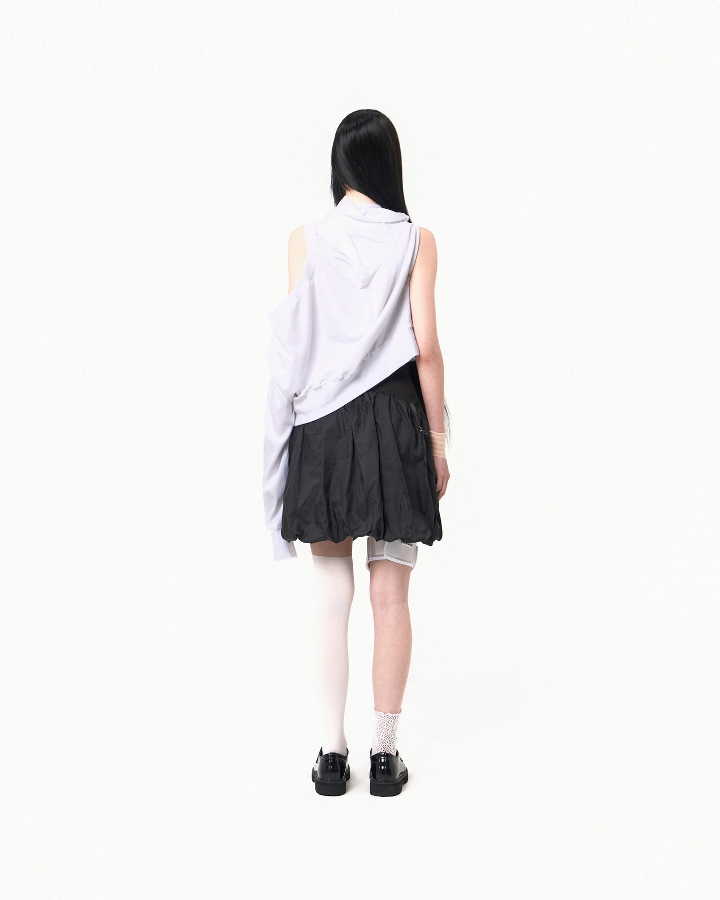 REVERSIBLE MIDI PADDED SKIRT BLACK