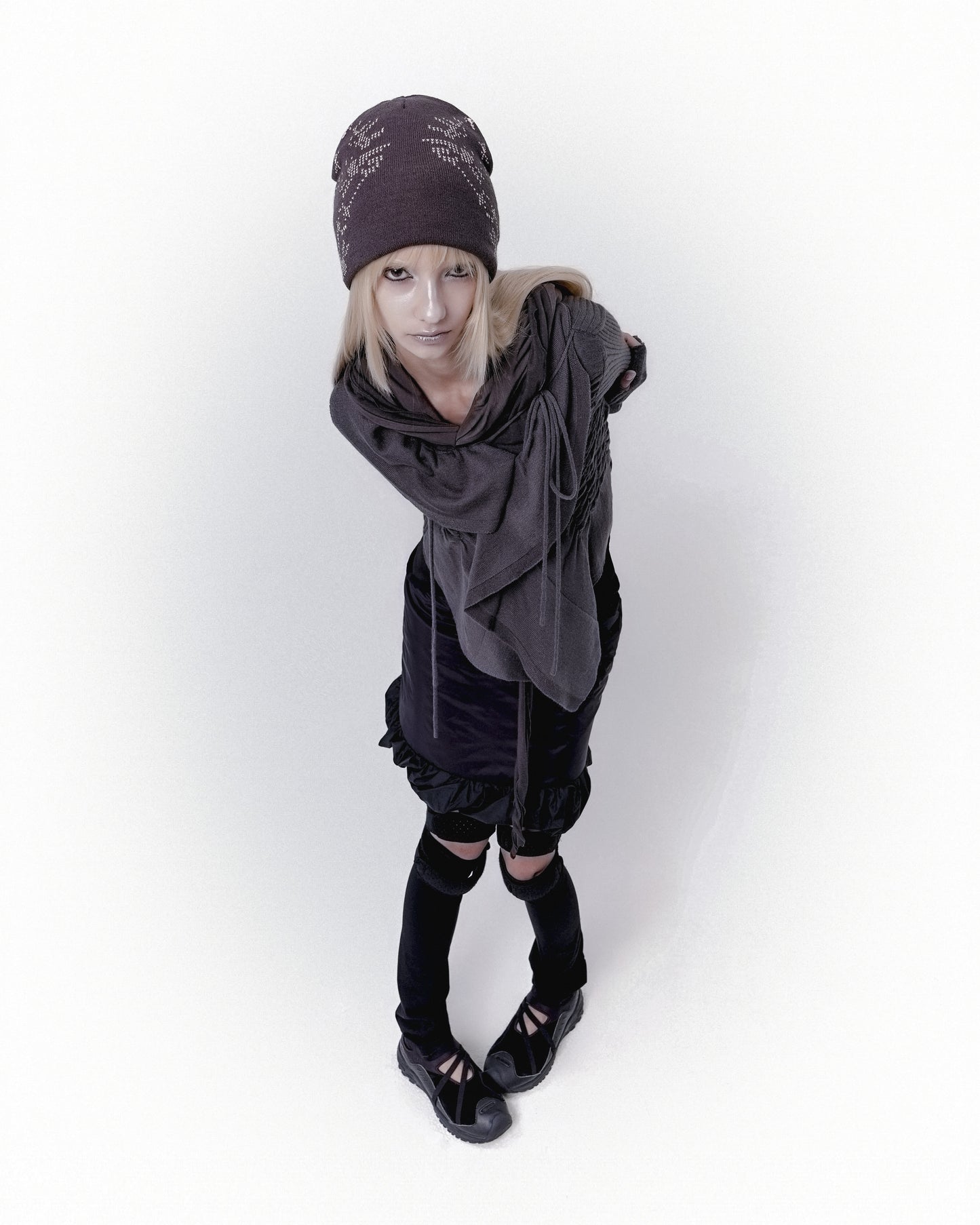 REVERSIBLE MIDI PADDED SKIRT BLACK