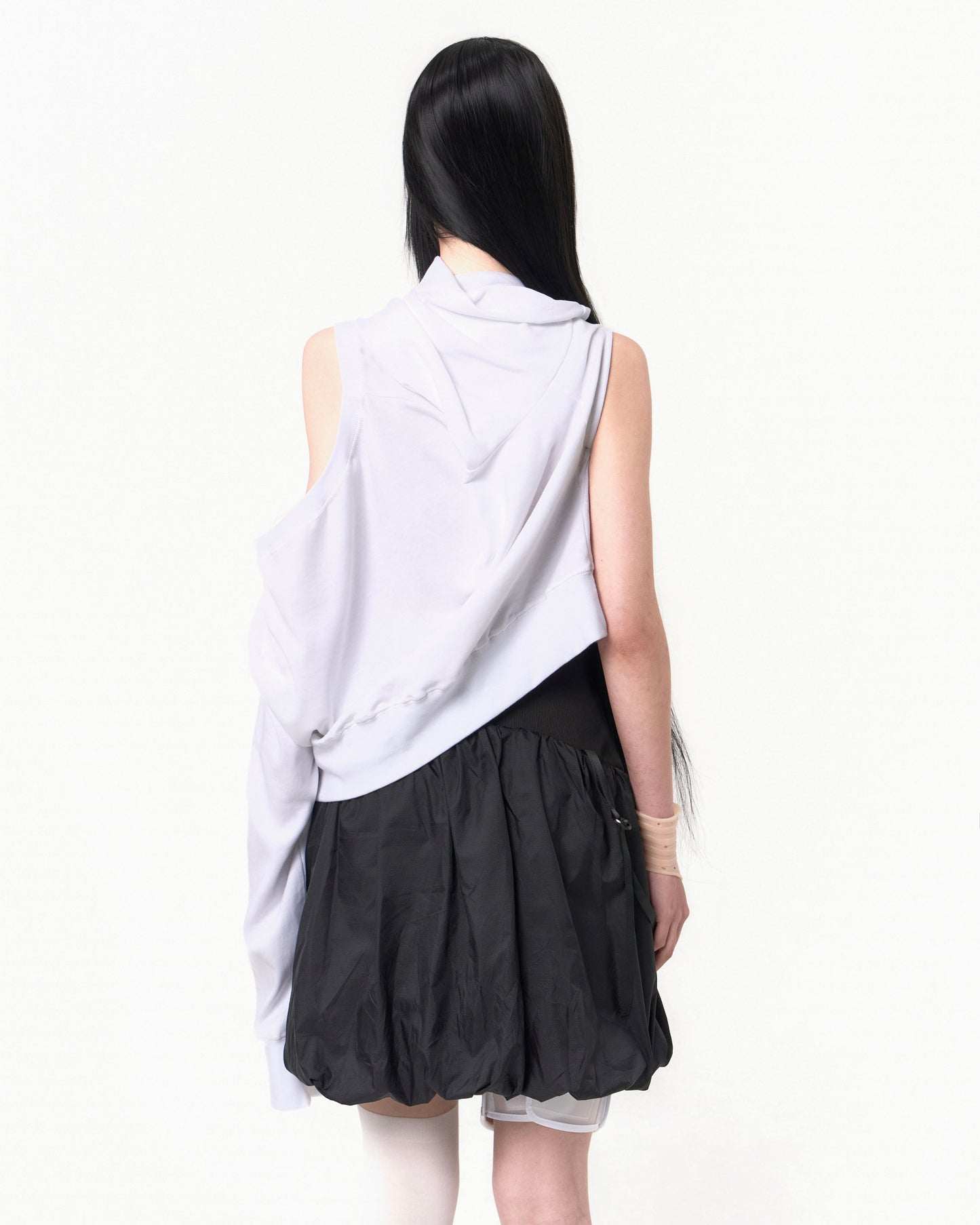 REVERSIBLE MIDI PADDED SKIRT BLACK