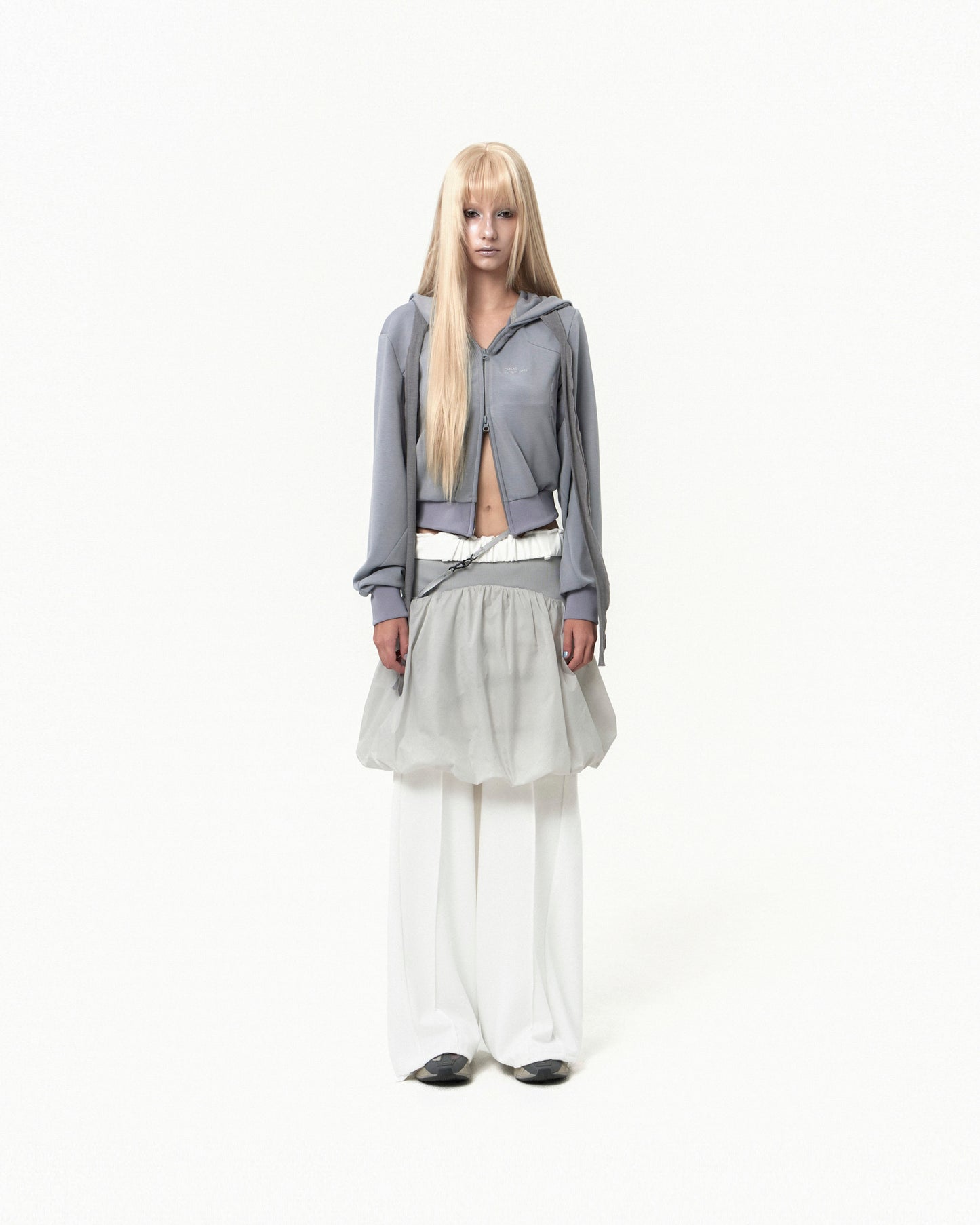 REVERSIBLE MIDI PADDED SKIRT GREY