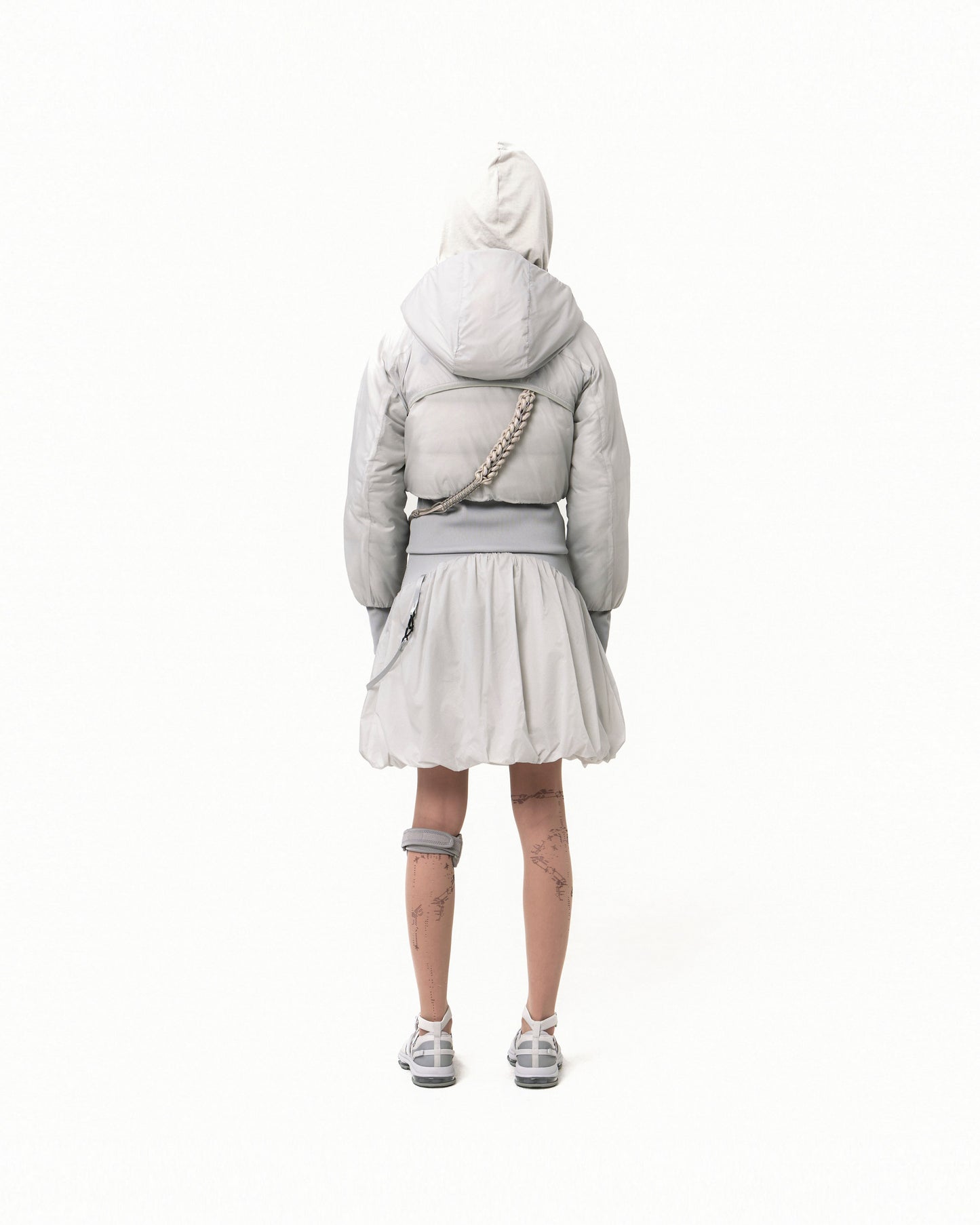 REVERSIBLE MIDI PADDED SKIRT GREY