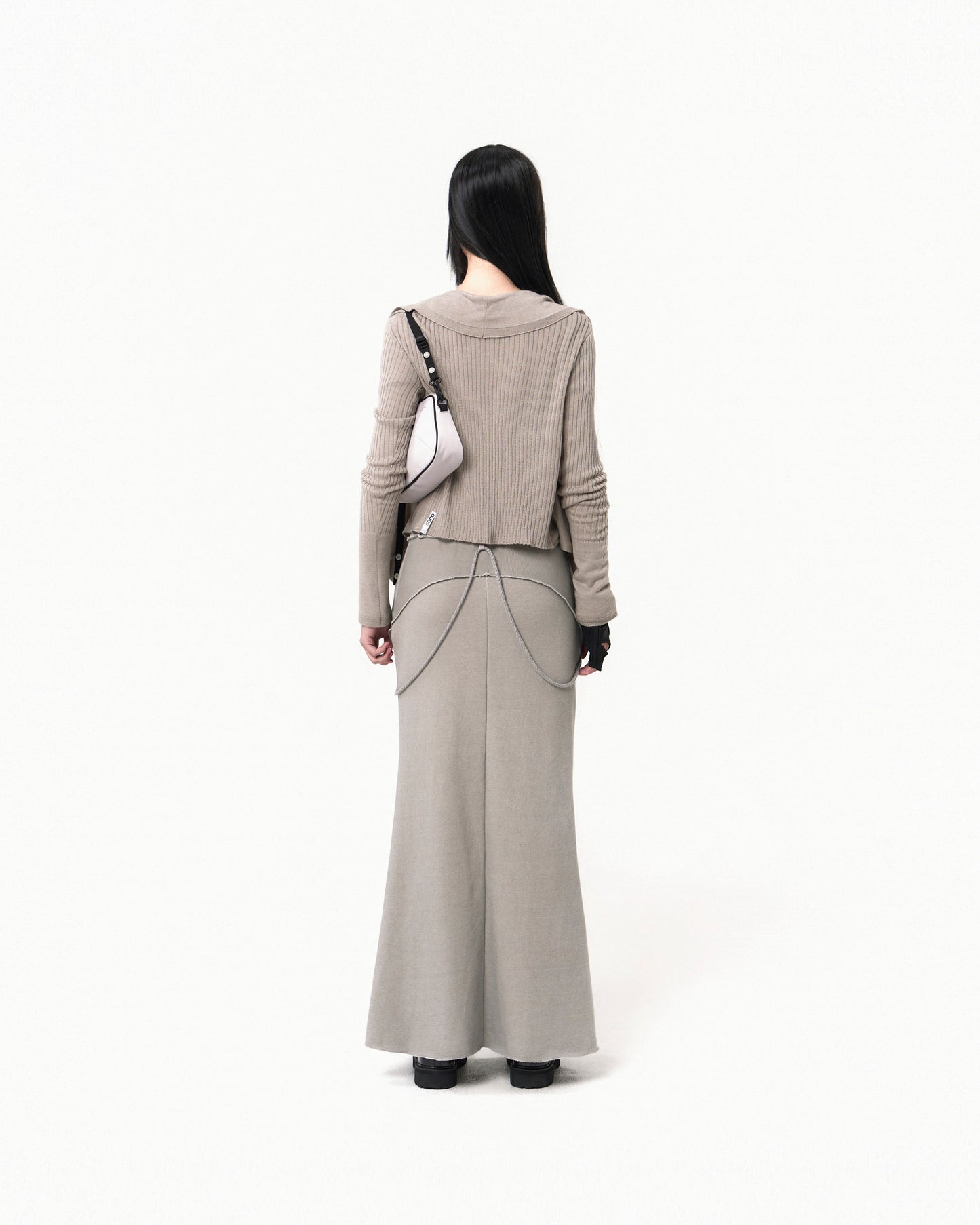 GRAPHIC MERMAID MAXI SKIRT GREY