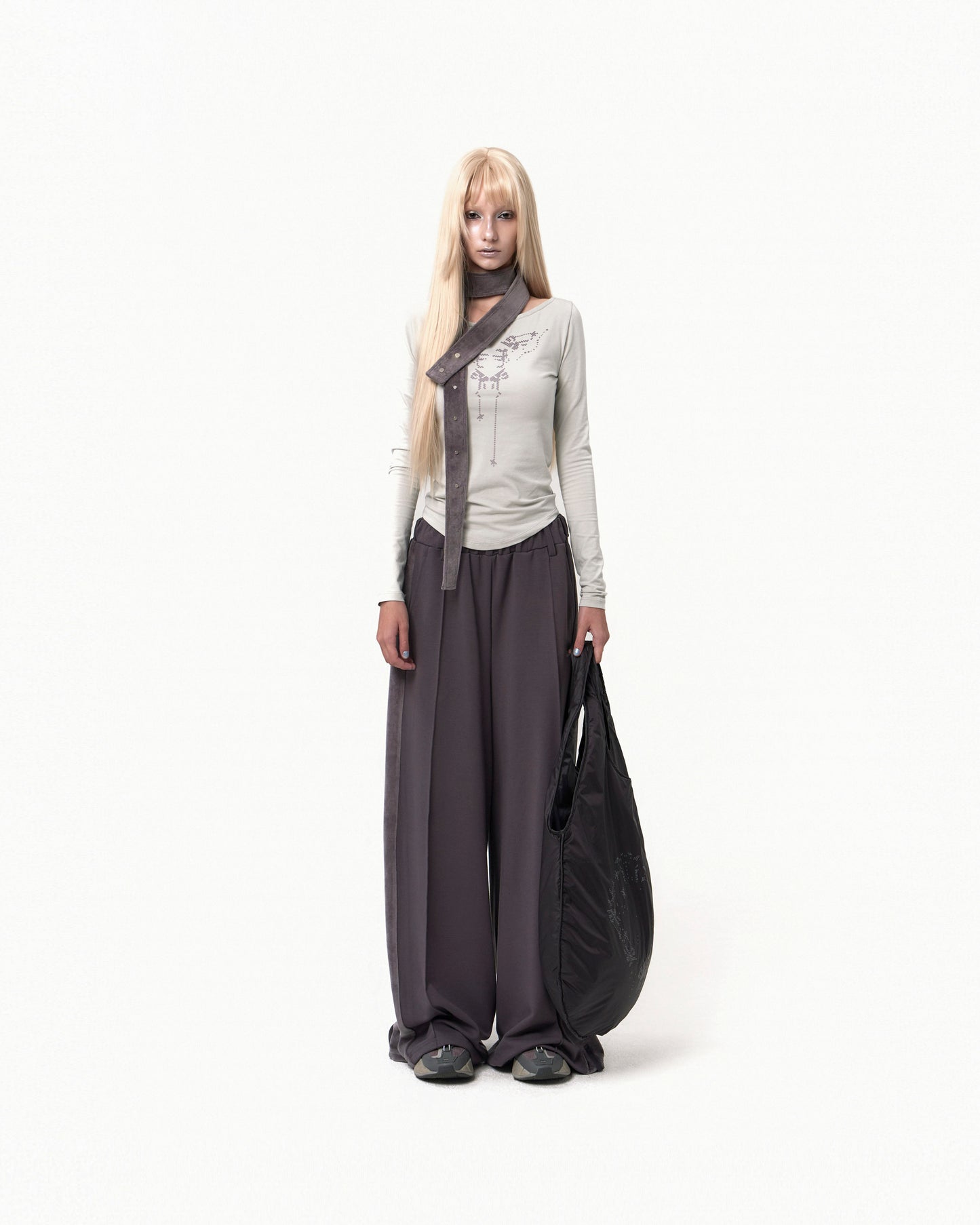 BELT WIDE SWEAT PANTS CHARCOAL