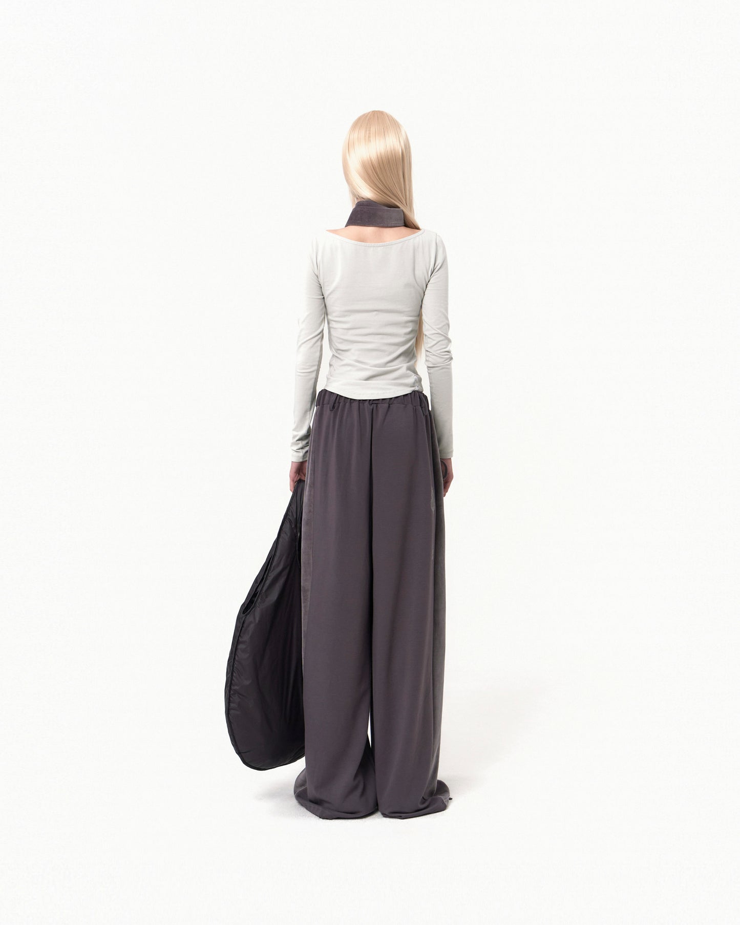 BELT WIDE SWEAT PANTS CHARCOAL