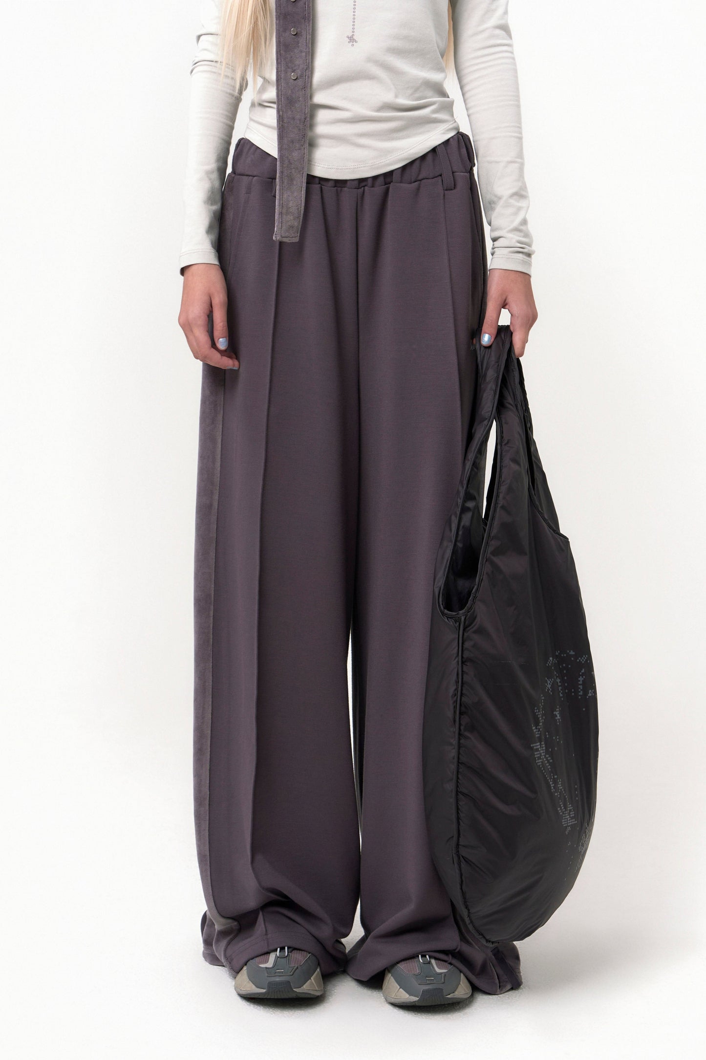 BELT WIDE SWEAT PANTS CHARCOAL