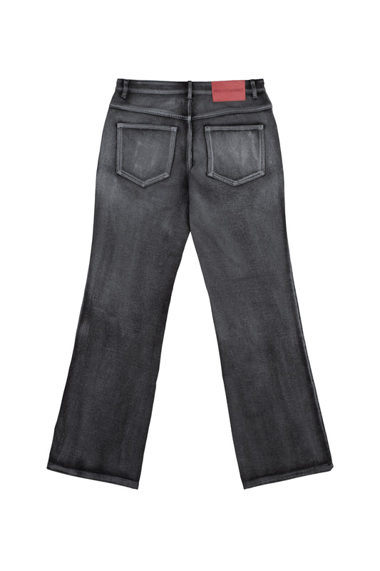 SILVER-WASHED WIDE PANTS BLACK